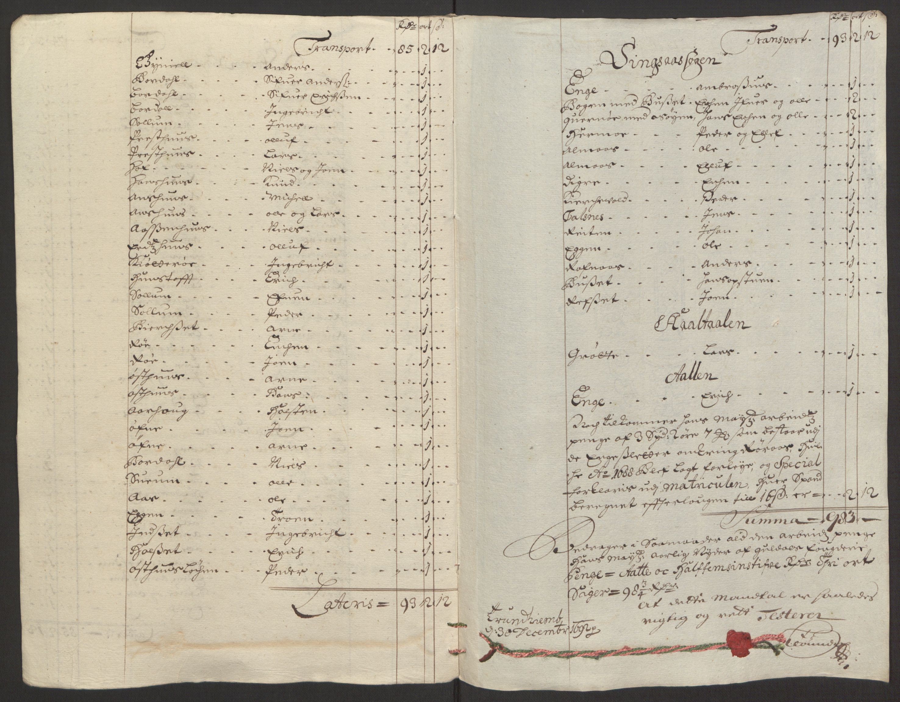 Rentekammeret inntil 1814, Reviderte regnskaper, Fogderegnskap, AV/RA-EA-4092/R59/L3942: Fogderegnskap Gauldal, 1692, p. 184