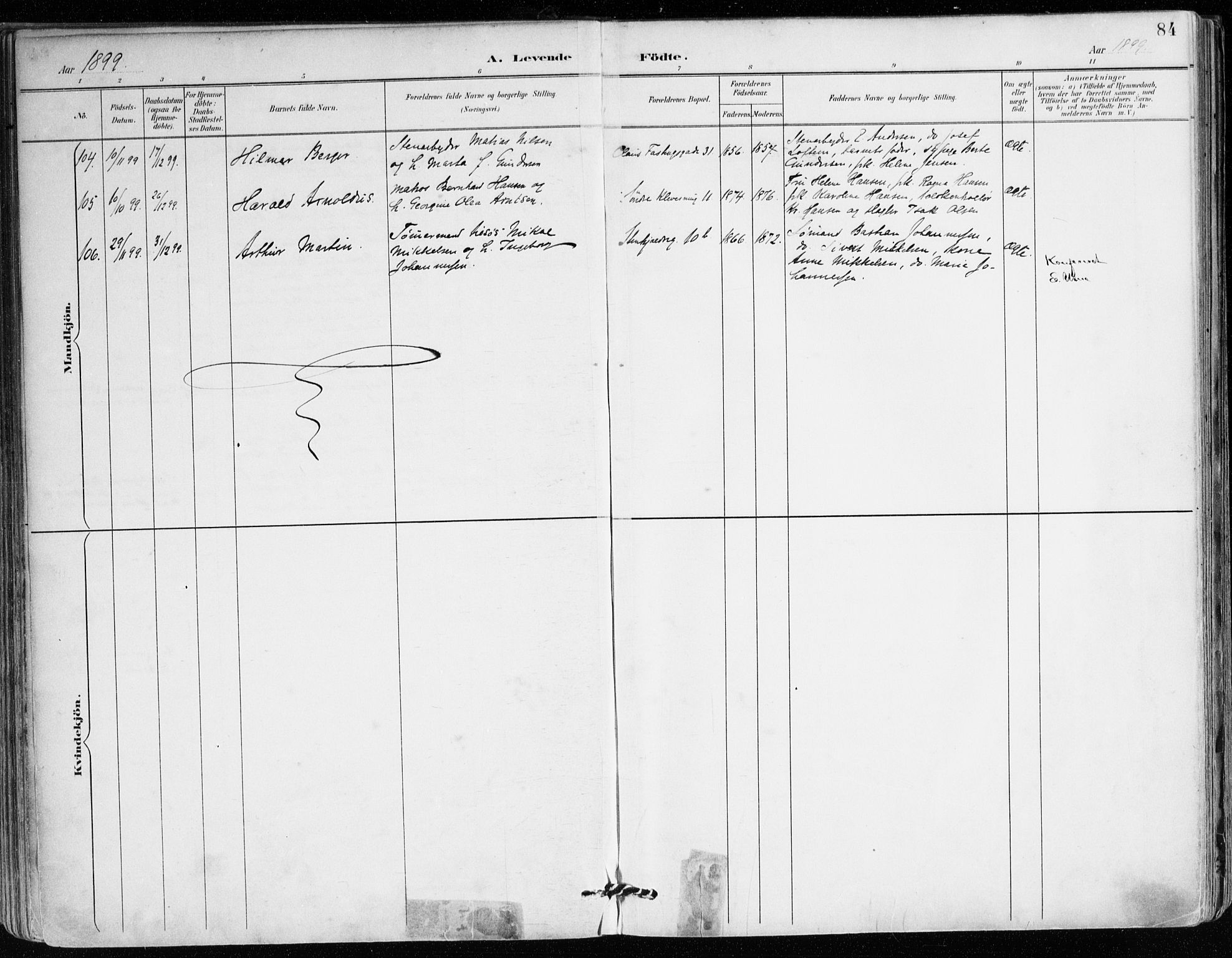 Mariakirken Sokneprestembete, AV/SAB-A-76901/H/Haa/L0008: Parish register (official) no. A 8, 1893-1942, p. 84