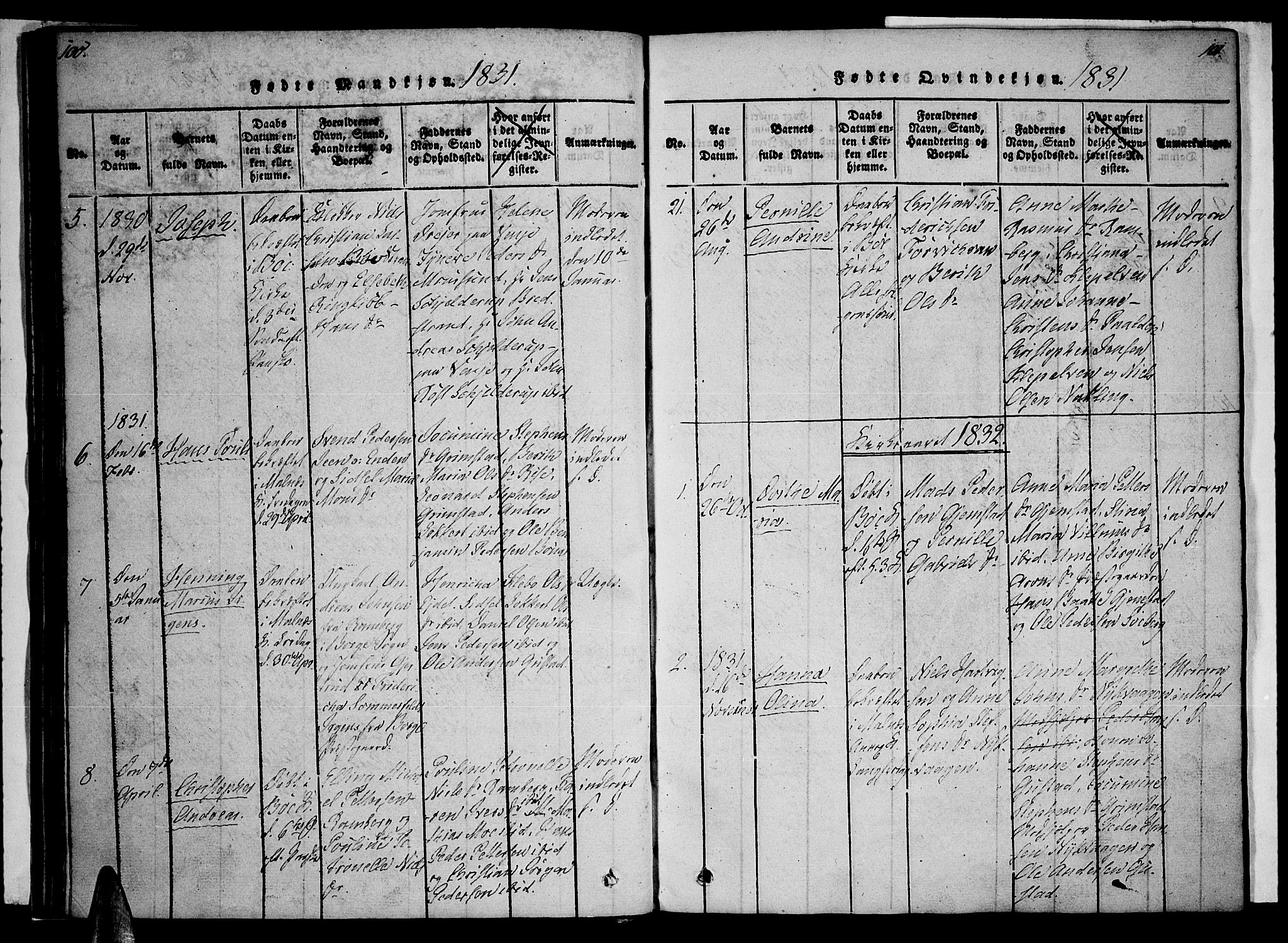 Ministerialprotokoller, klokkerbøker og fødselsregistre - Nordland, AV/SAT-A-1459/891/L1298: Parish register (official) no. 891A03, 1820-1840, p. 100-101