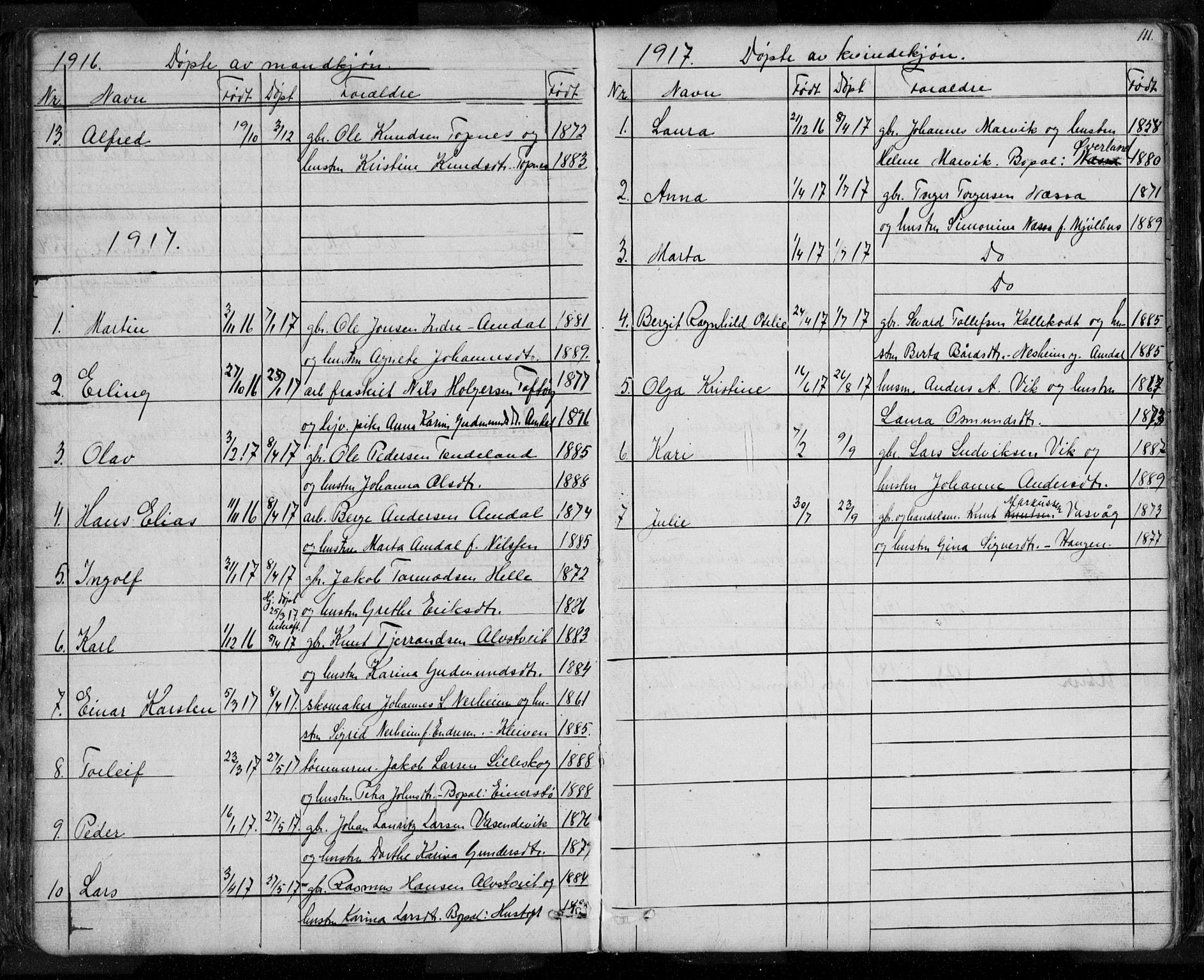 Nedstrand sokneprestkontor, SAST/A-101841/01/V: Parish register (copy) no. B 3, 1848-1933, p. 111