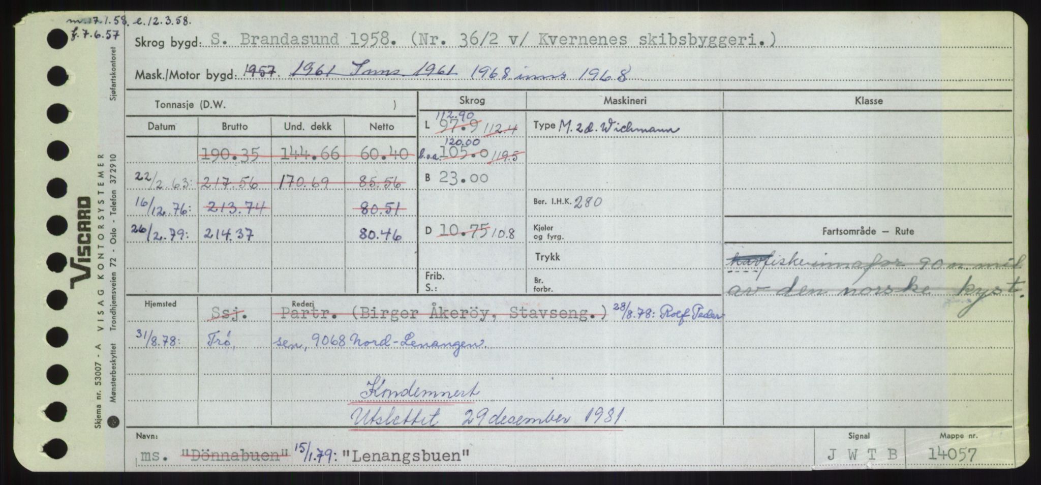 Sjøfartsdirektoratet med forløpere, Skipsmålingen, RA/S-1627/H/Hd/L0022: Fartøy, L-Lia, p. 357