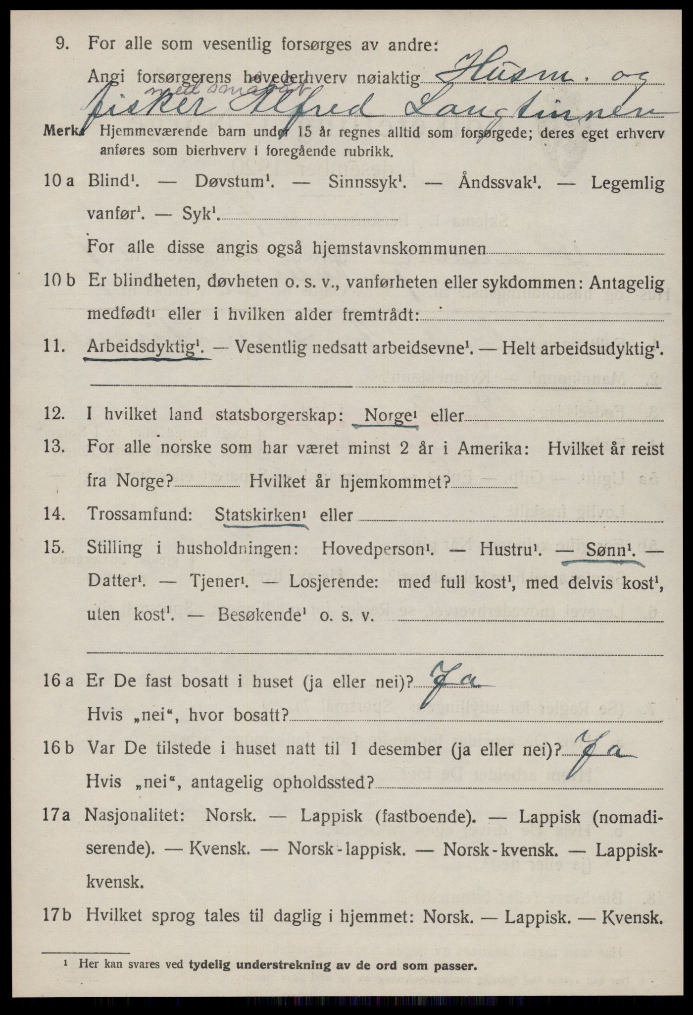 SAT, 1920 census for Ørland, 1920, p. 1606