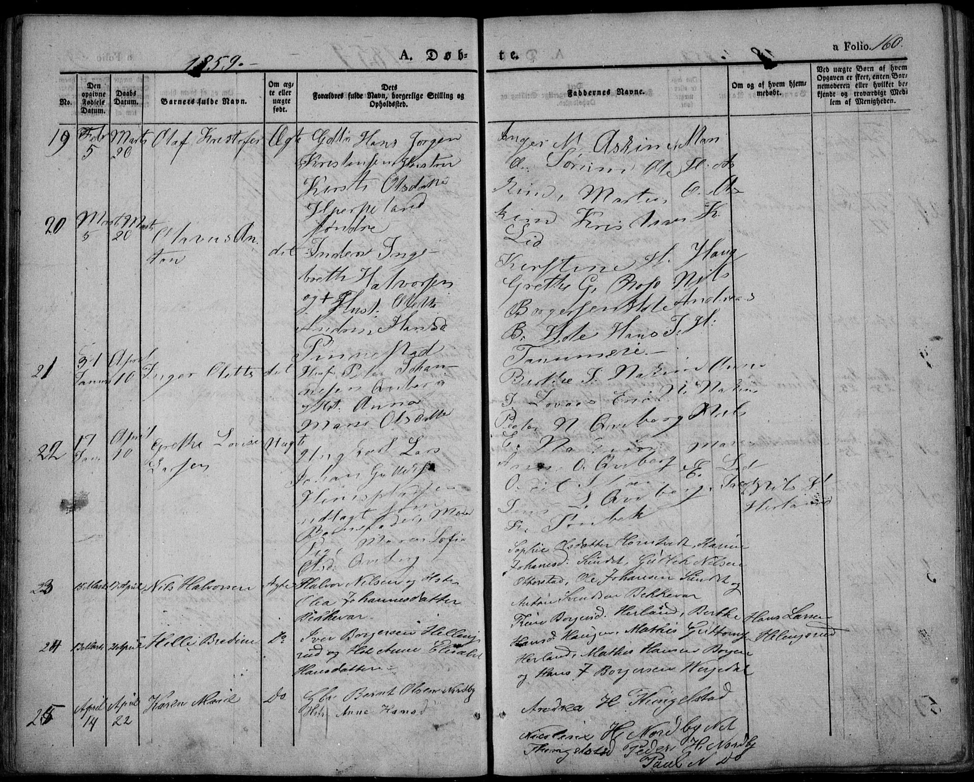 Lardal kirkebøker, SAKO/A-350/F/Fa/L0006: Parish register (official) no. I 6, 1835-1860, p. 160