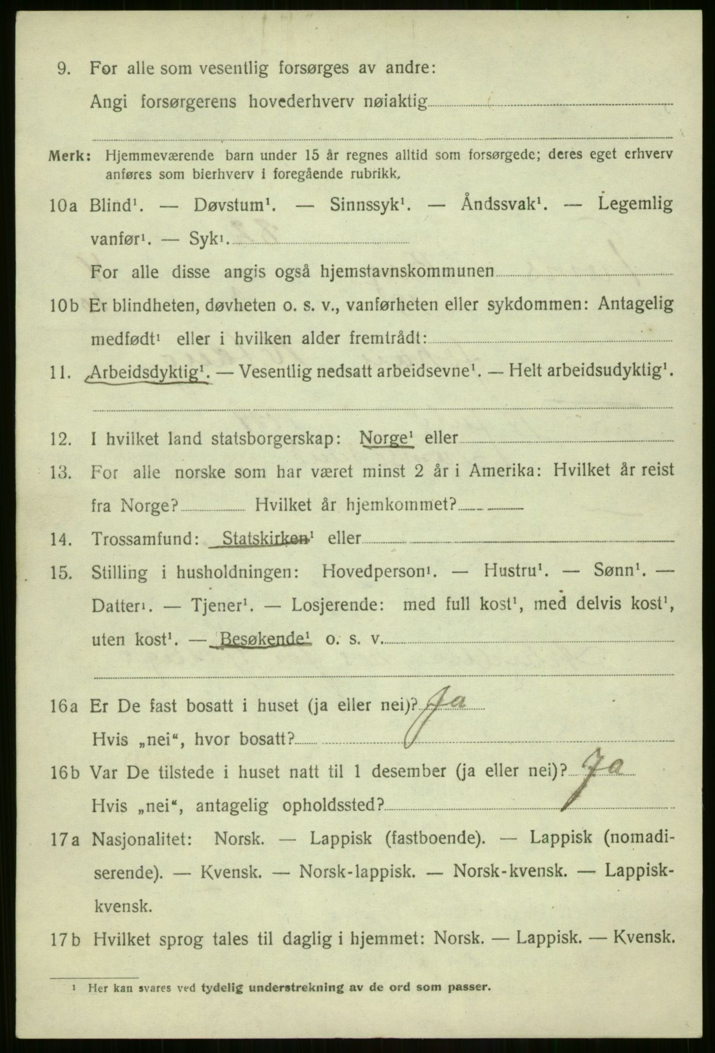 SATØ, 1920 census for Berg, 1920, p. 1703