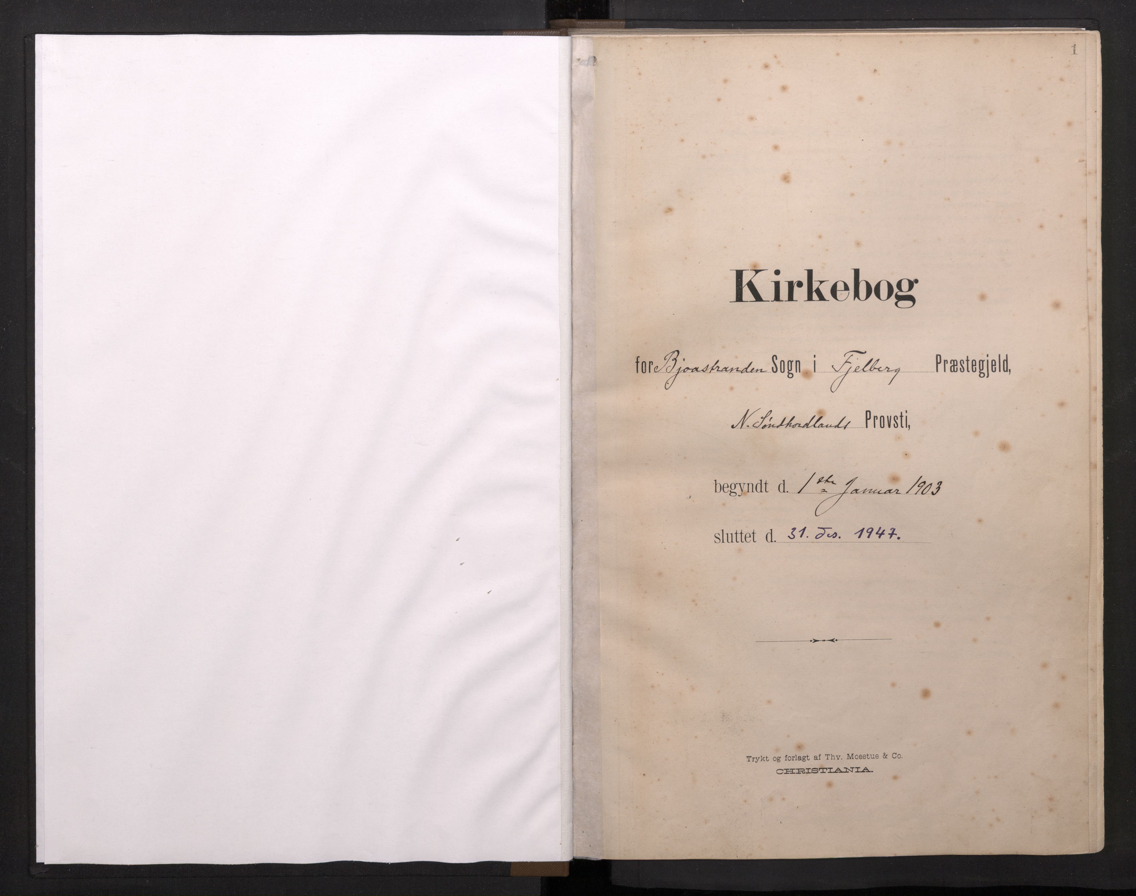 Fjelberg sokneprestembete, SAB/A-75201/H/Haa: Parish register (official) no. E 1, 1903-1948, p. 1