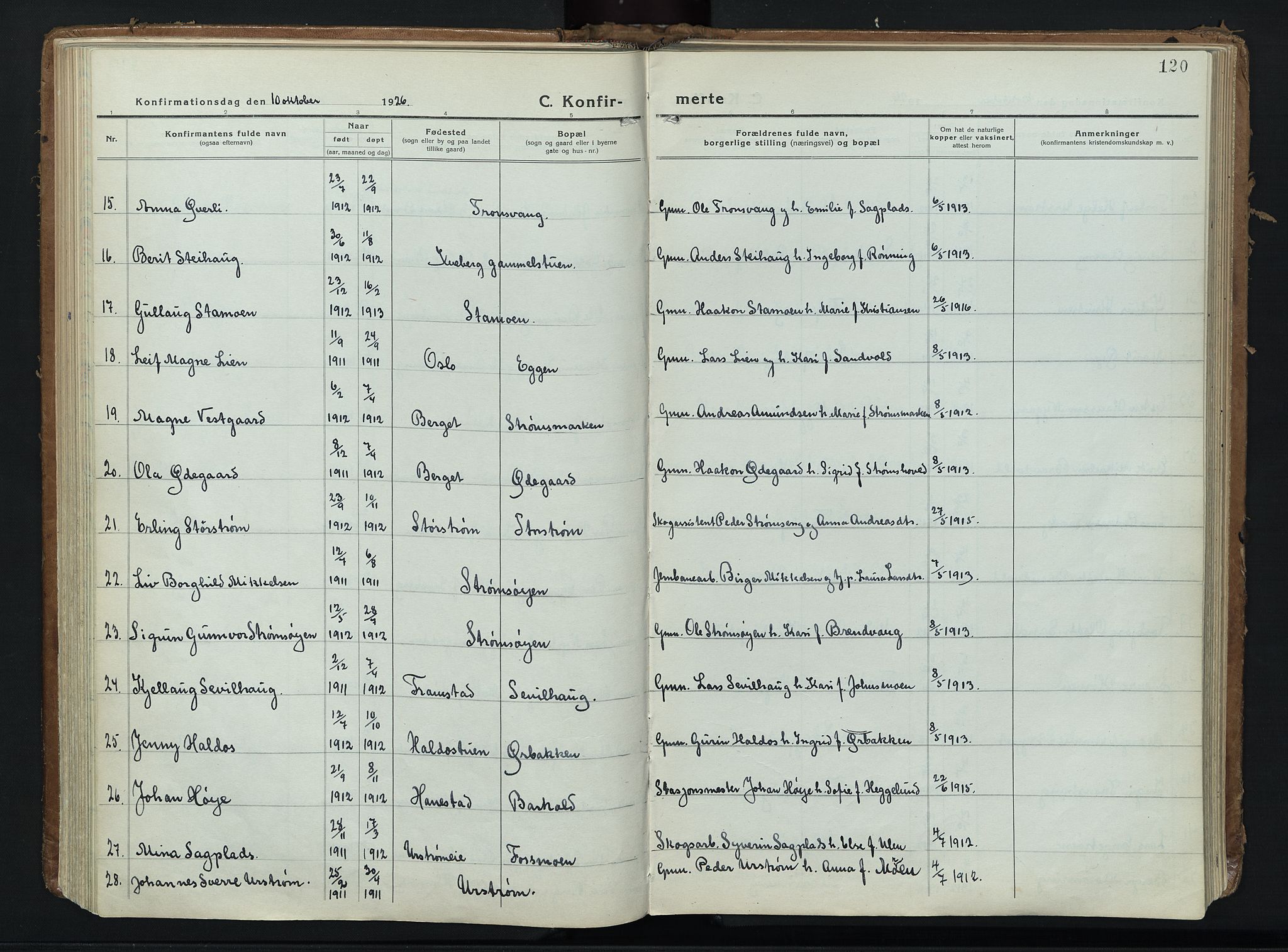 Alvdal prestekontor, AV/SAH-PREST-060/H/Ha/Haa/L0006: Parish register (official) no. 6, 1920-1937, p. 120