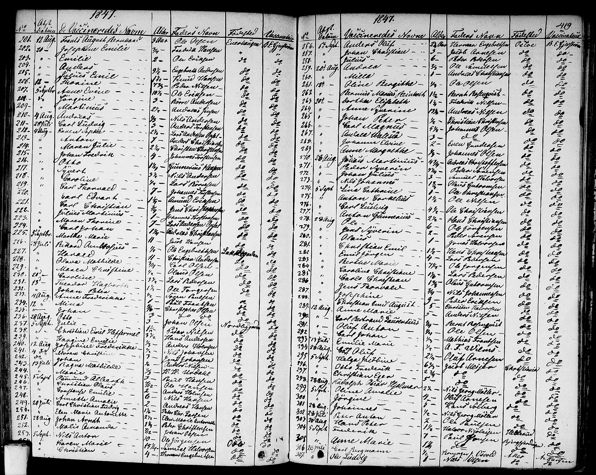 Aker prestekontor kirkebøker, SAO/A-10861/F/L0018: Parish register (official) no. 17, 1829-1852, p. 419