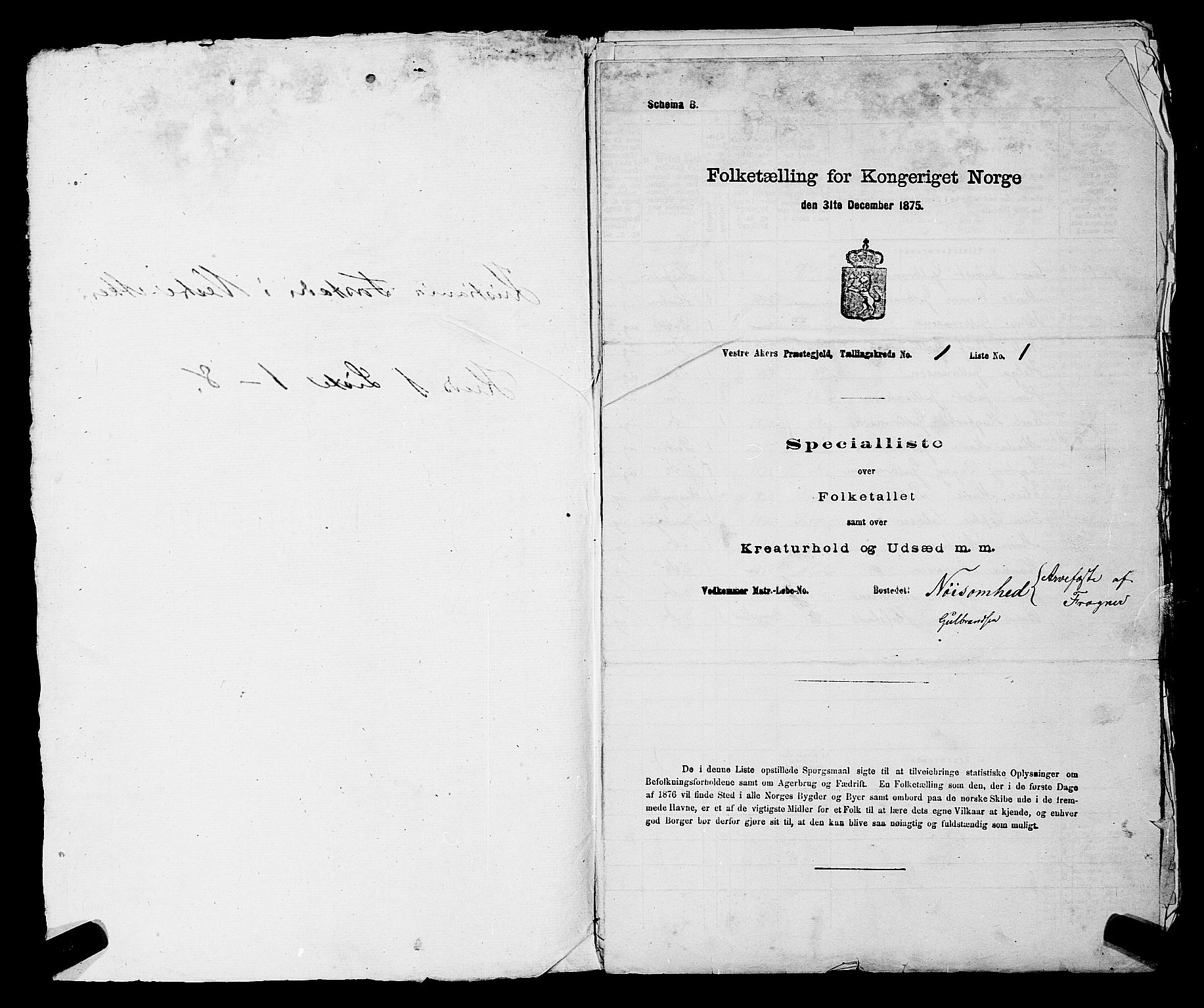 RA, 1875 census for 0218aP Vestre Aker, 1875, p. 151