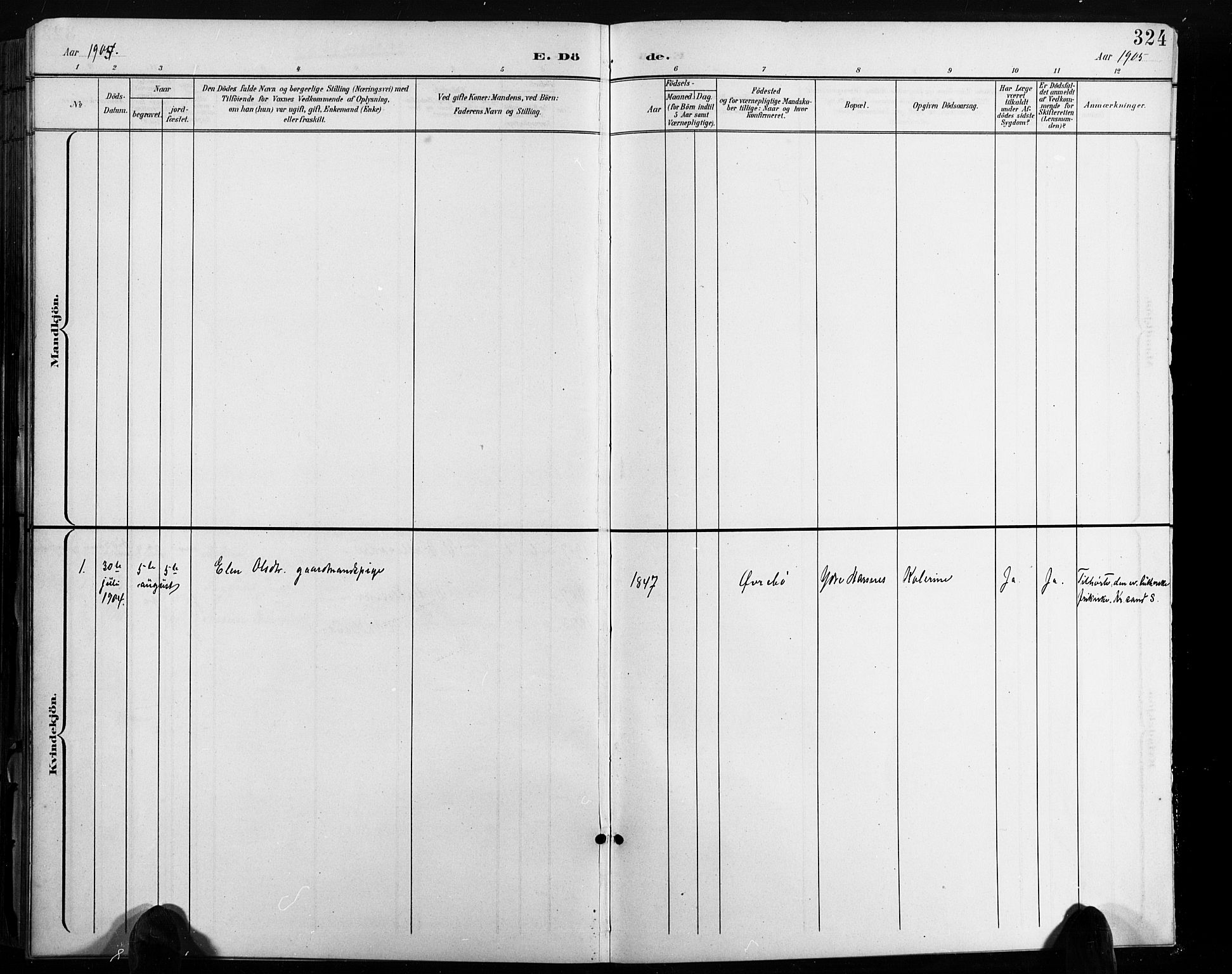 Høvåg sokneprestkontor, AV/SAK-1111-0025/F/Fb/L0005: Parish register (copy) no. B 5, 1898-1929, p. 324