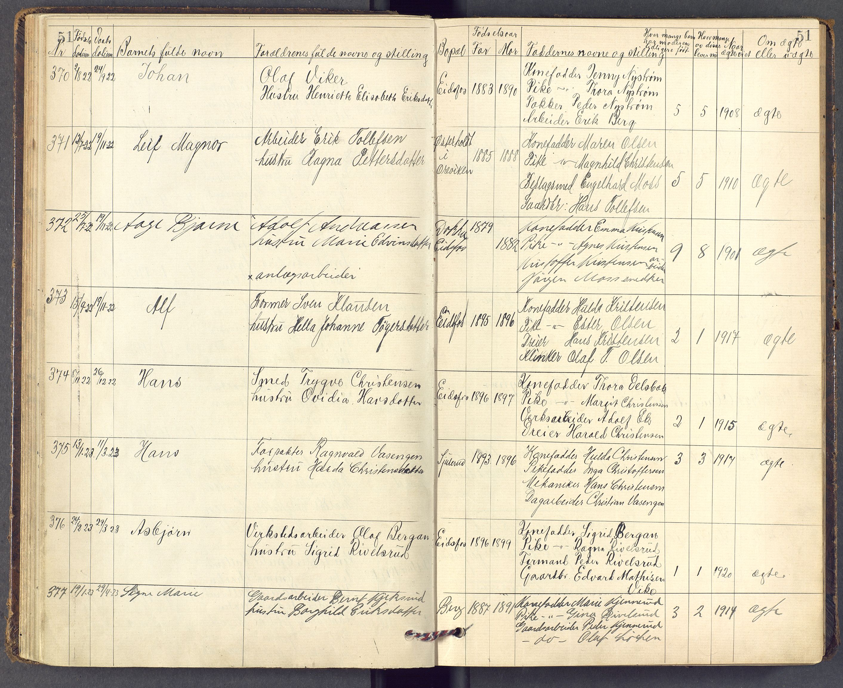 Hof kirkebøker, AV/SAKO-A-64/F/Fc/L0001: Parish register (official) no. III 1, 1904-1983, p. 51