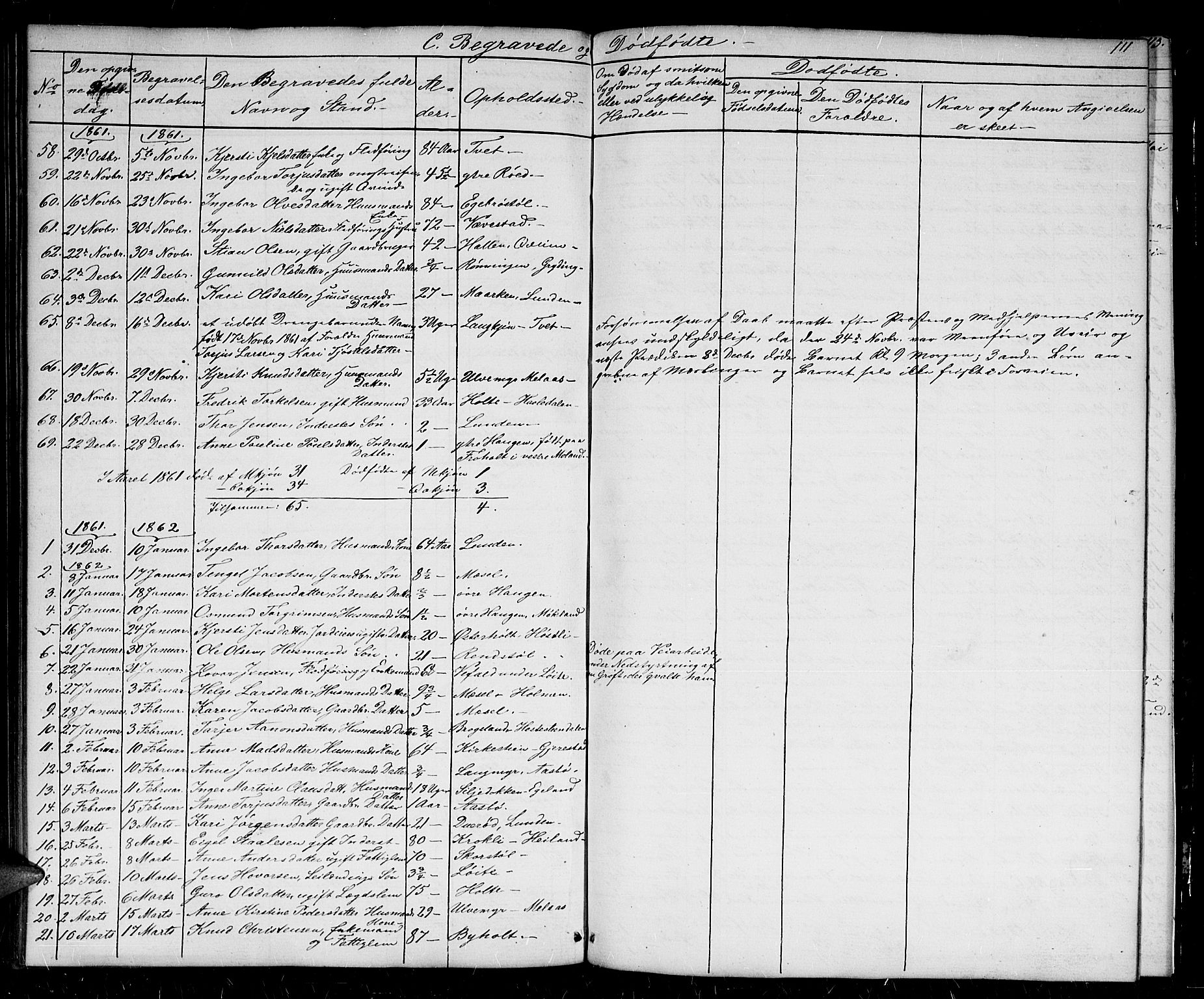 Gjerstad sokneprestkontor, AV/SAK-1111-0014/F/Fb/Fba/L0005: Parish register (copy) no. B 5, 1853-1867, p. 111