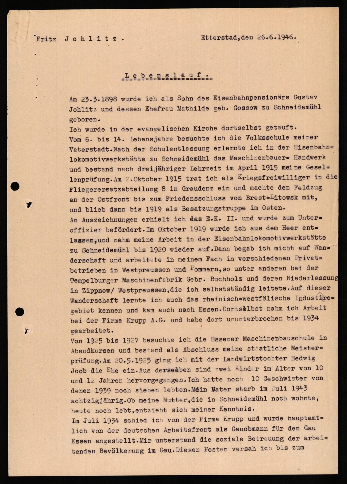 Forsvaret, Forsvarets overkommando II, AV/RA-RAFA-3915/D/Db/L0015: CI Questionaires. Tyske okkupasjonsstyrker i Norge. Tyskere., 1945-1946, p. 126