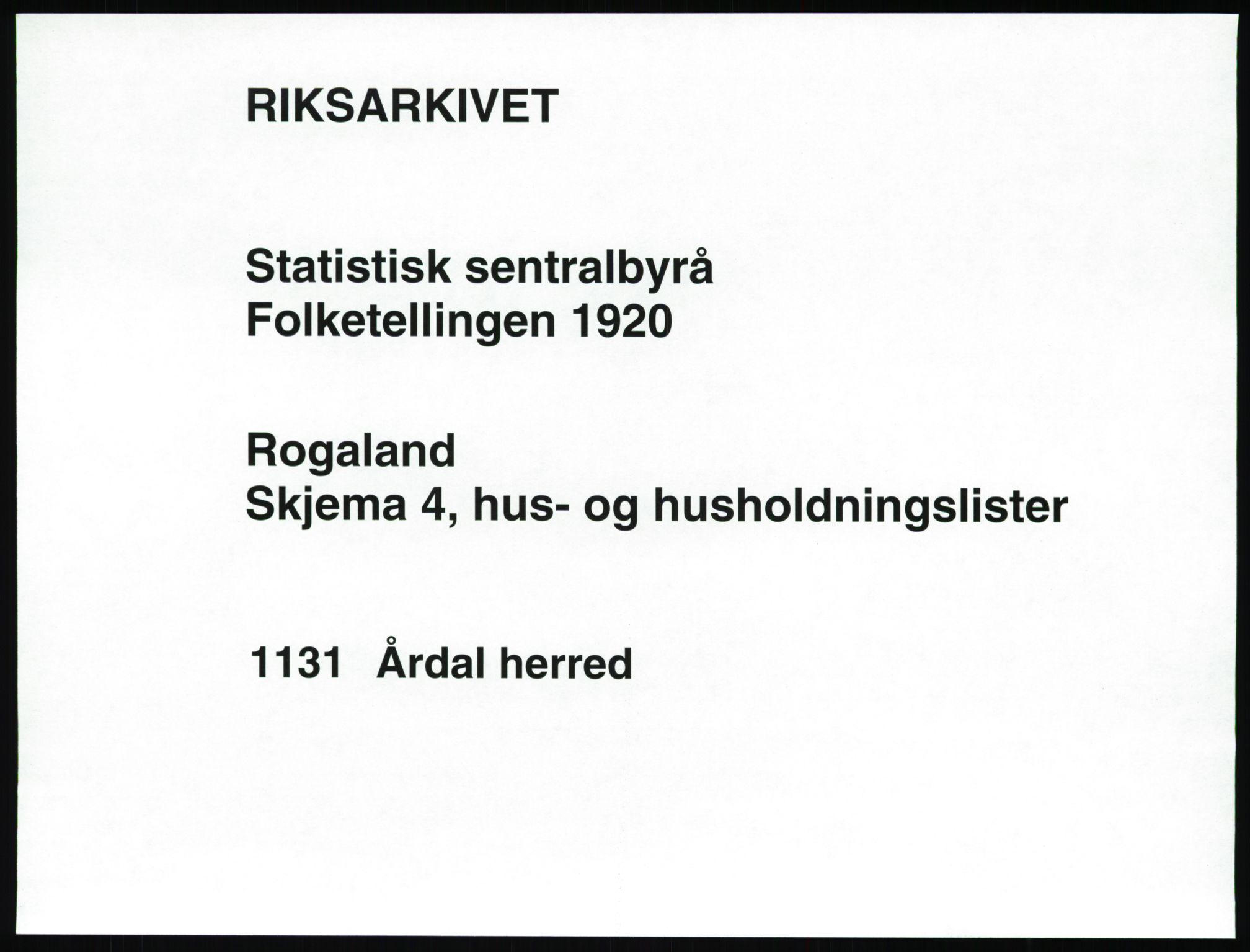 SAST, 1920 census for Årdal, 1920, p. 28