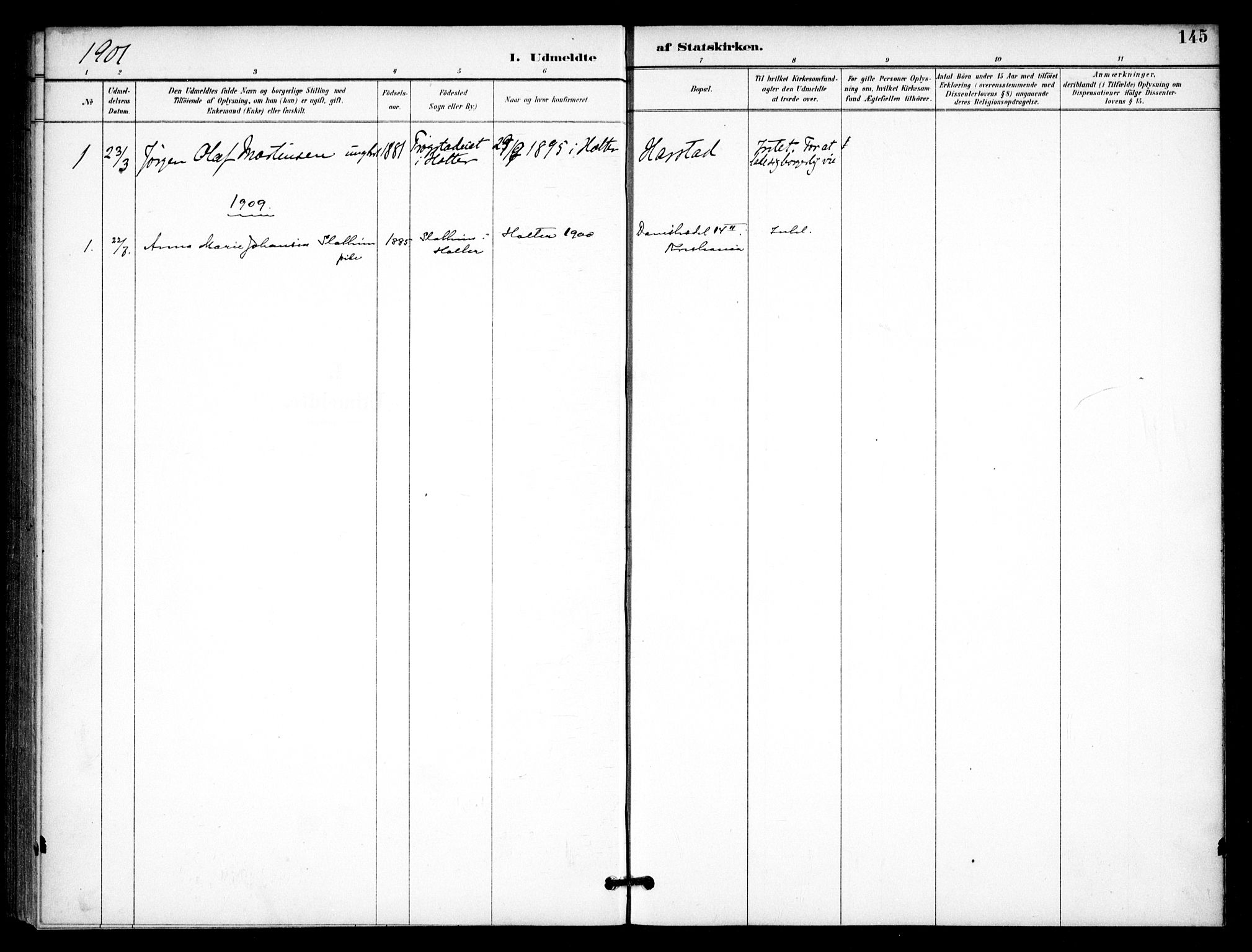 Nannestad prestekontor Kirkebøker, SAO/A-10414a/F/Fb/L0002: Parish register (official) no. II 2, 1891-1909, p. 145