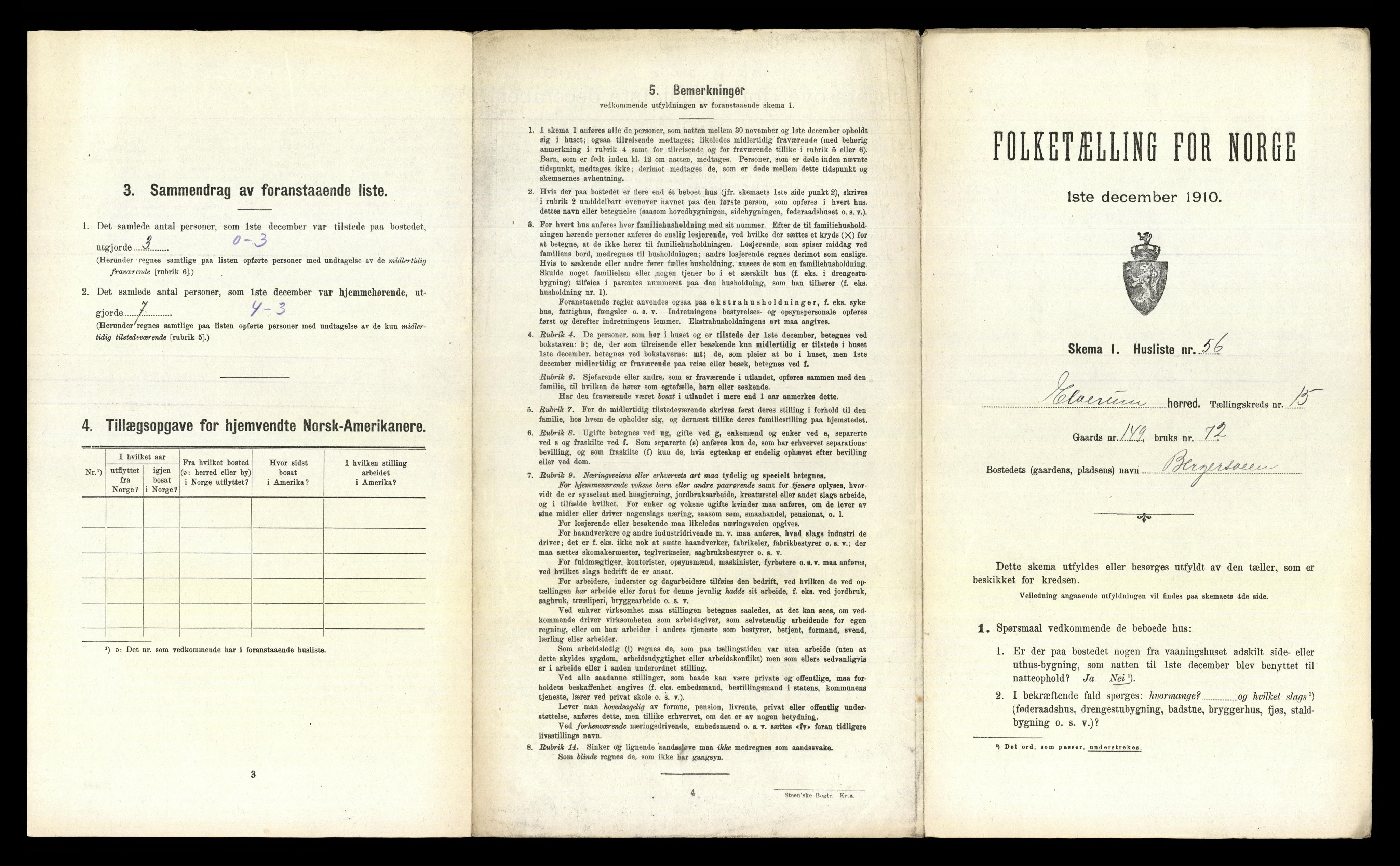 RA, 1910 census for Elverum, 1910, p. 2813