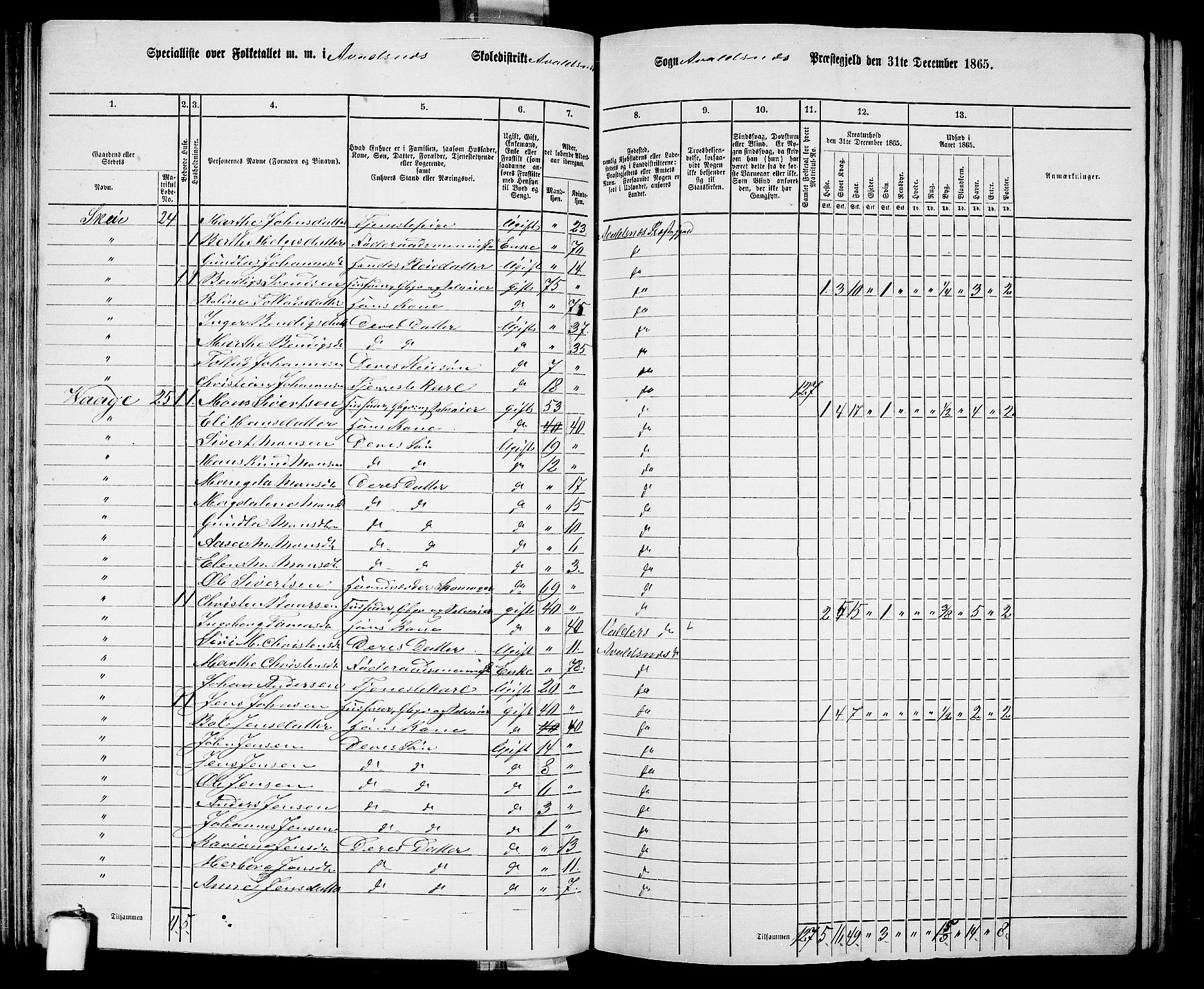 RA, 1865 census for Avaldsnes, 1865, p. 105