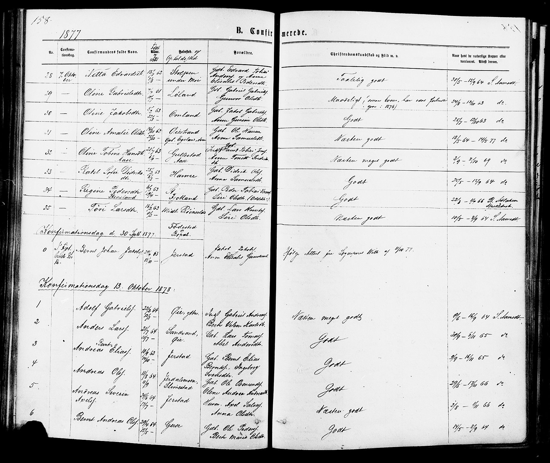 Kvinesdal sokneprestkontor, SAK/1111-0026/F/Fa/Fab/L0007: Parish register (official) no. A 7, 1870-1885, p. 158