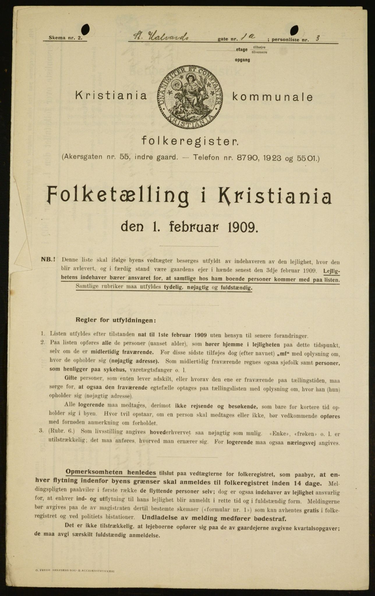 OBA, Municipal Census 1909 for Kristiania, 1909, p. 79456