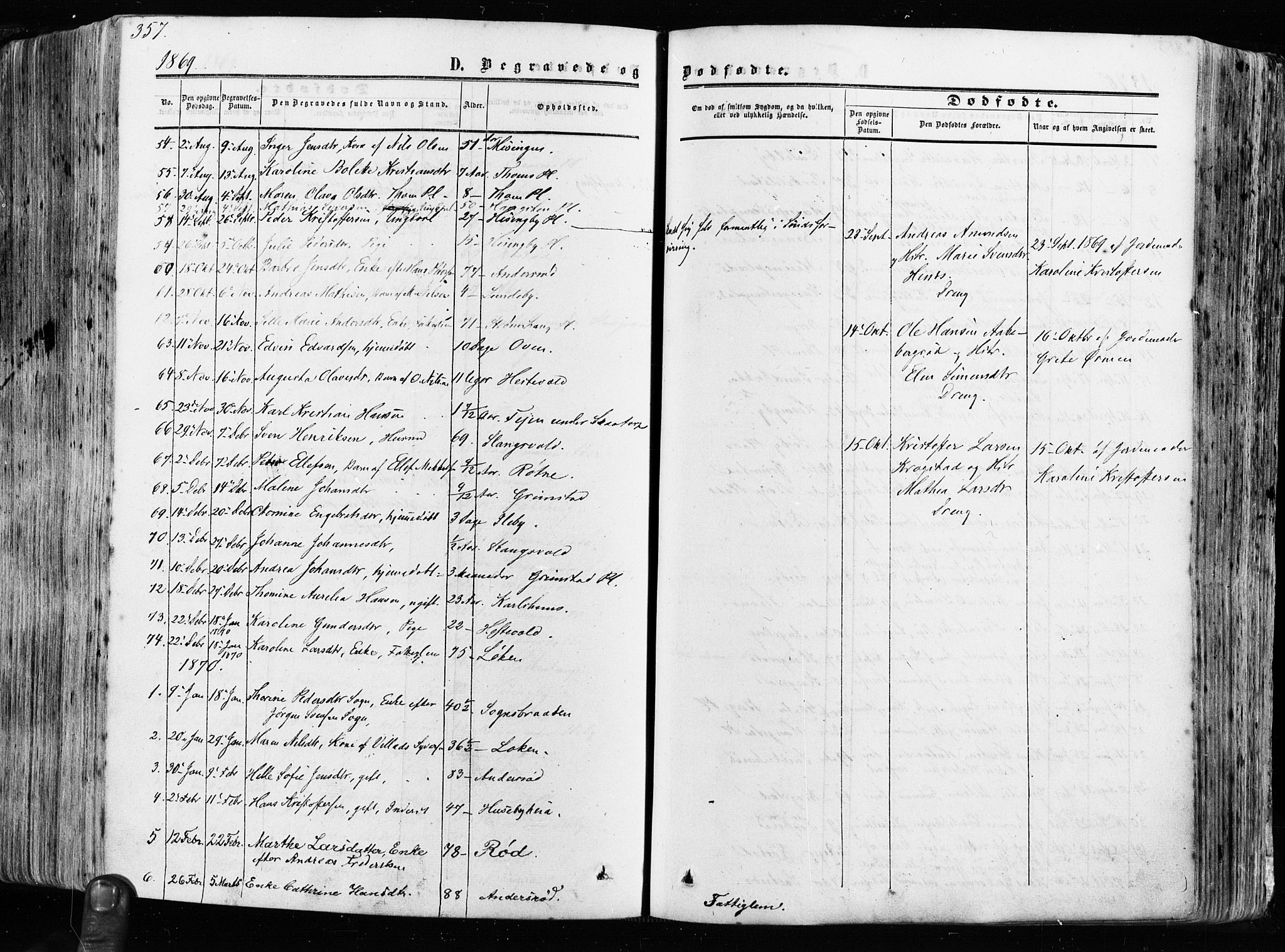 Råde prestekontor kirkebøker, AV/SAO-A-2009/F/Fa/L0006: Parish register (official) no. 6, 1854-1877, p. 357