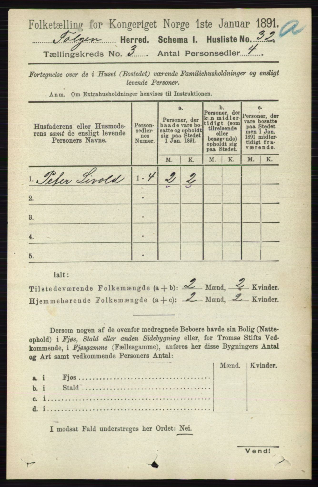 RA, 1891 census for 0436 Tolga, 1891, p. 530