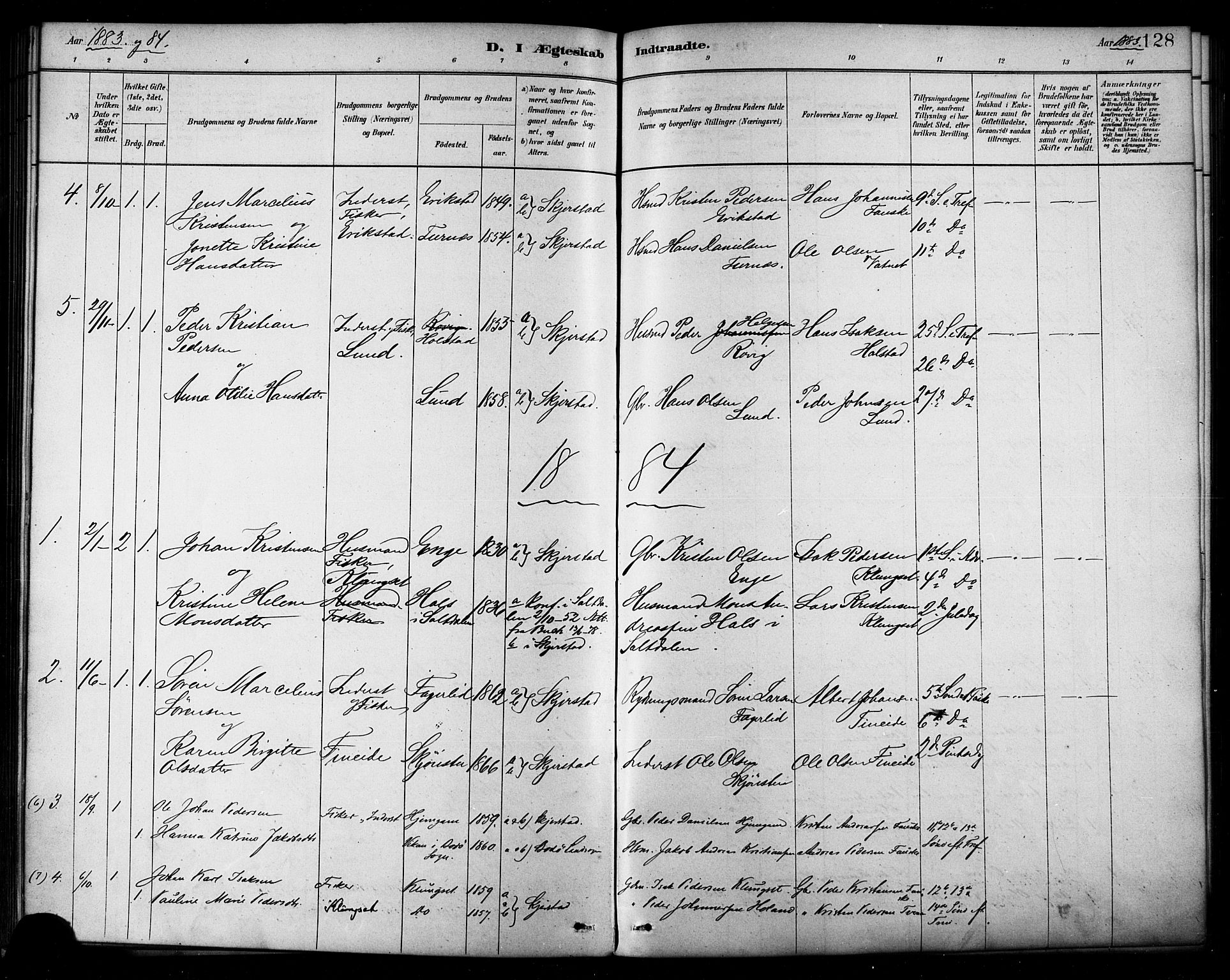 Ministerialprotokoller, klokkerbøker og fødselsregistre - Nordland, AV/SAT-A-1459/849/L0689: Parish register (official) no. 849A01, 1879-1889, p. 128