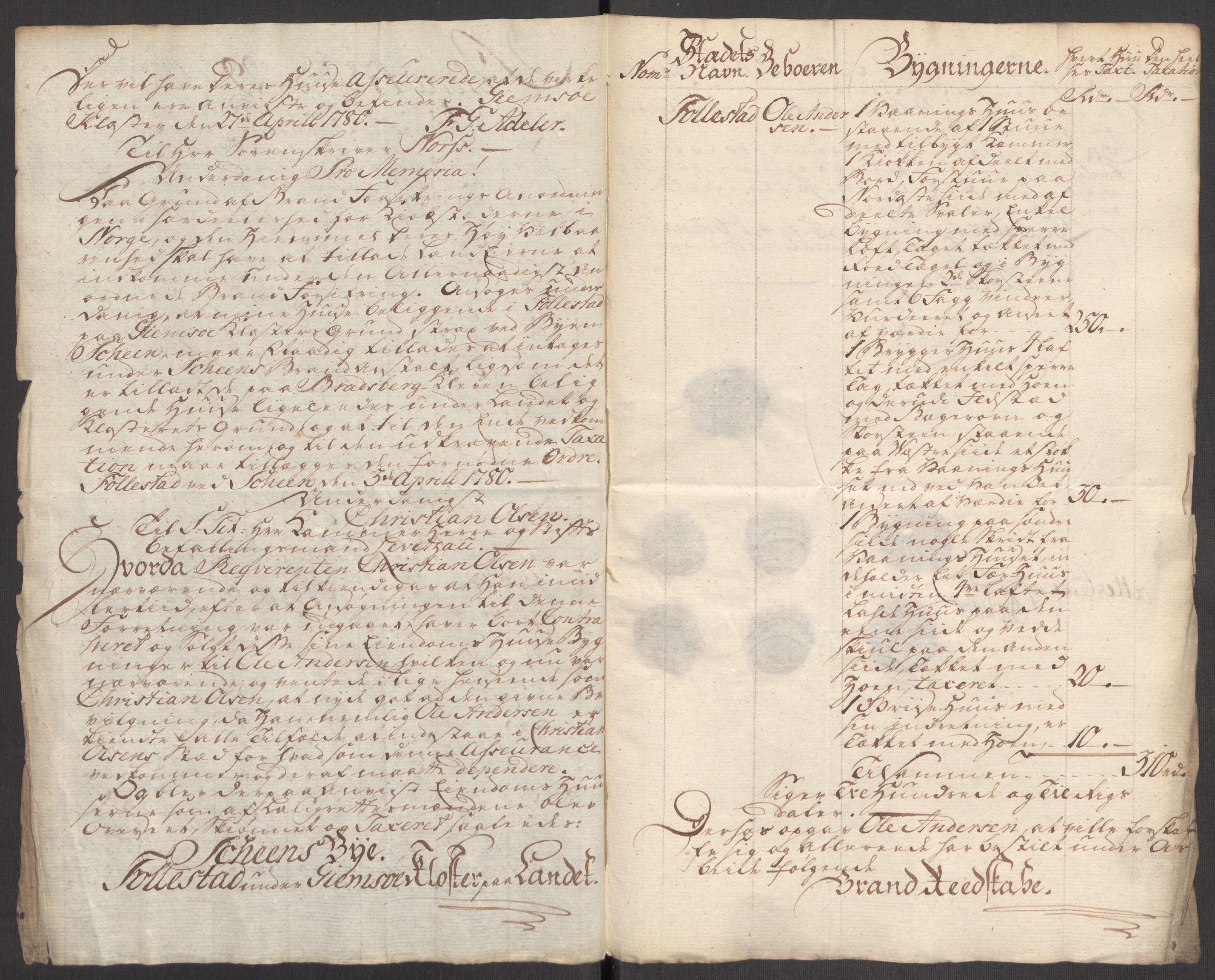 Kommersekollegiet, Brannforsikringskontoret 1767-1814, RA/EA-5458/F/Fa/L0044b/0005: Skien / Branntakst, 1780