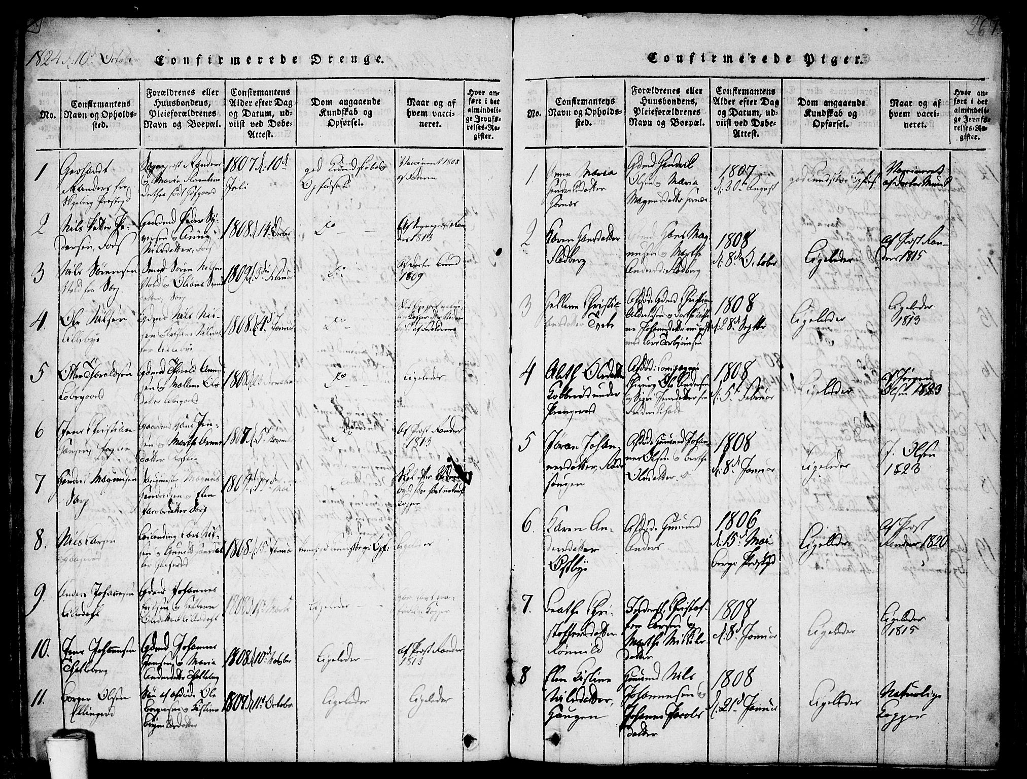 Skjeberg prestekontor Kirkebøker, AV/SAO-A-10923/F/Fa/L0004: Parish register (official) no. I 4, 1815-1830, p. 267