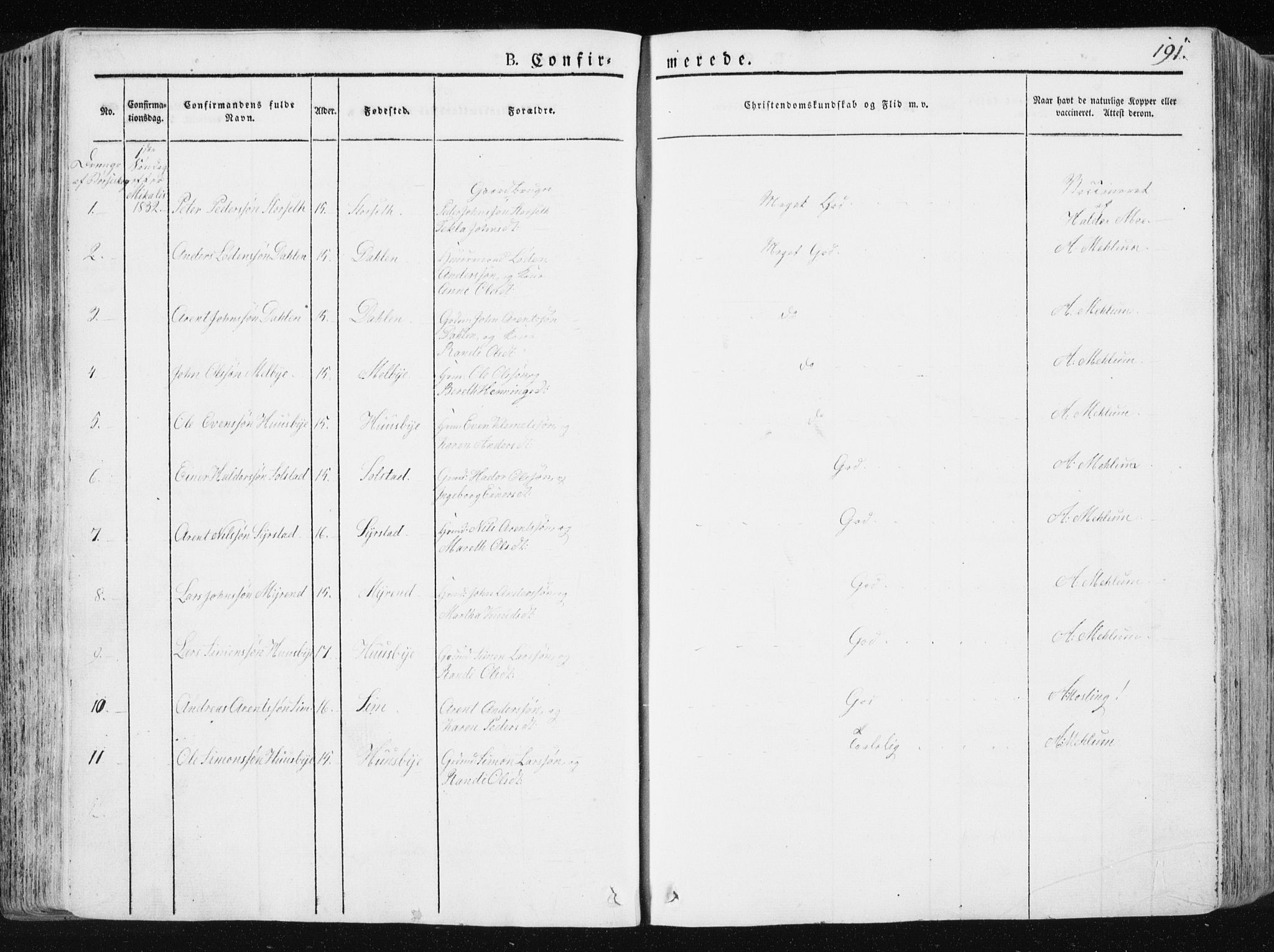 Ministerialprotokoller, klokkerbøker og fødselsregistre - Sør-Trøndelag, AV/SAT-A-1456/665/L0771: Parish register (official) no. 665A06, 1830-1856, p. 191