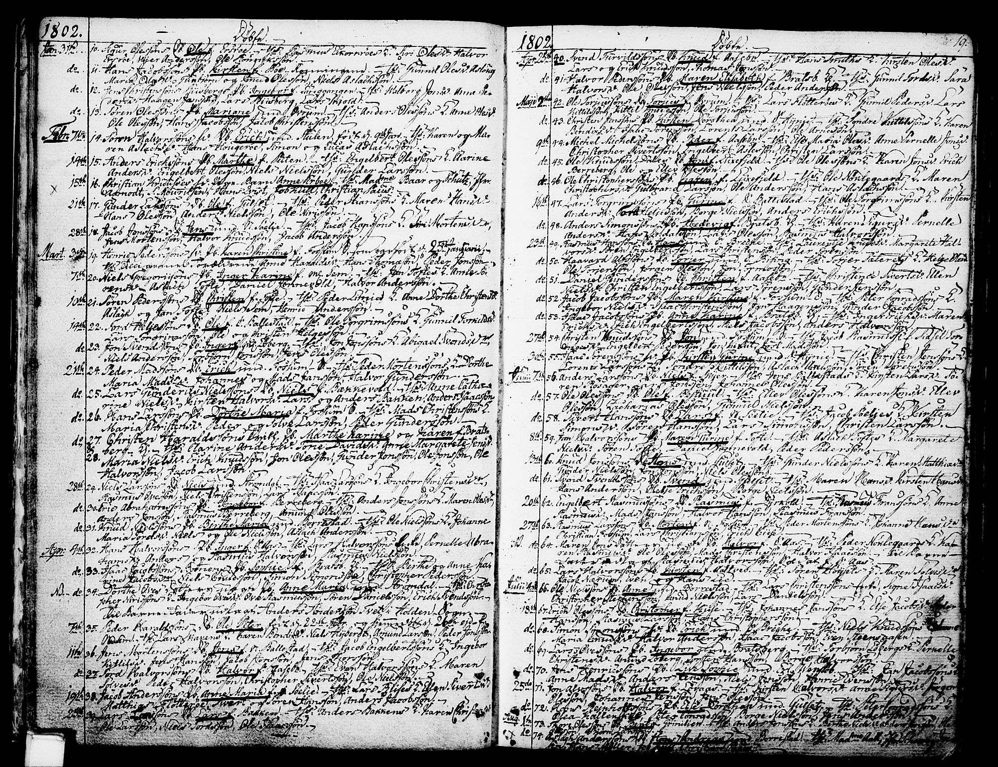 Gjerpen kirkebøker, SAKO/A-265/F/Fa/L0003: Parish register (official) no. I 3, 1796-1814, p. 19