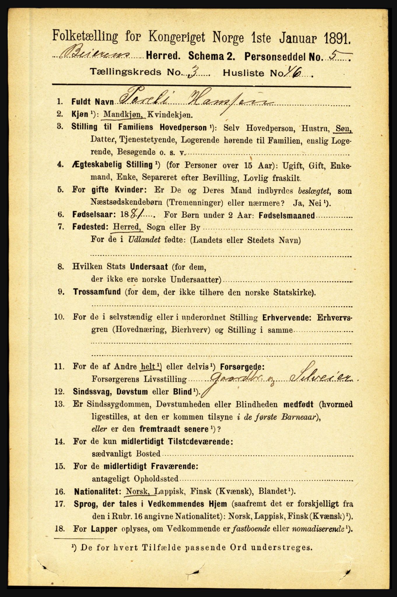 RA, 1891 census for 1839 Beiarn, 1891, p. 1297