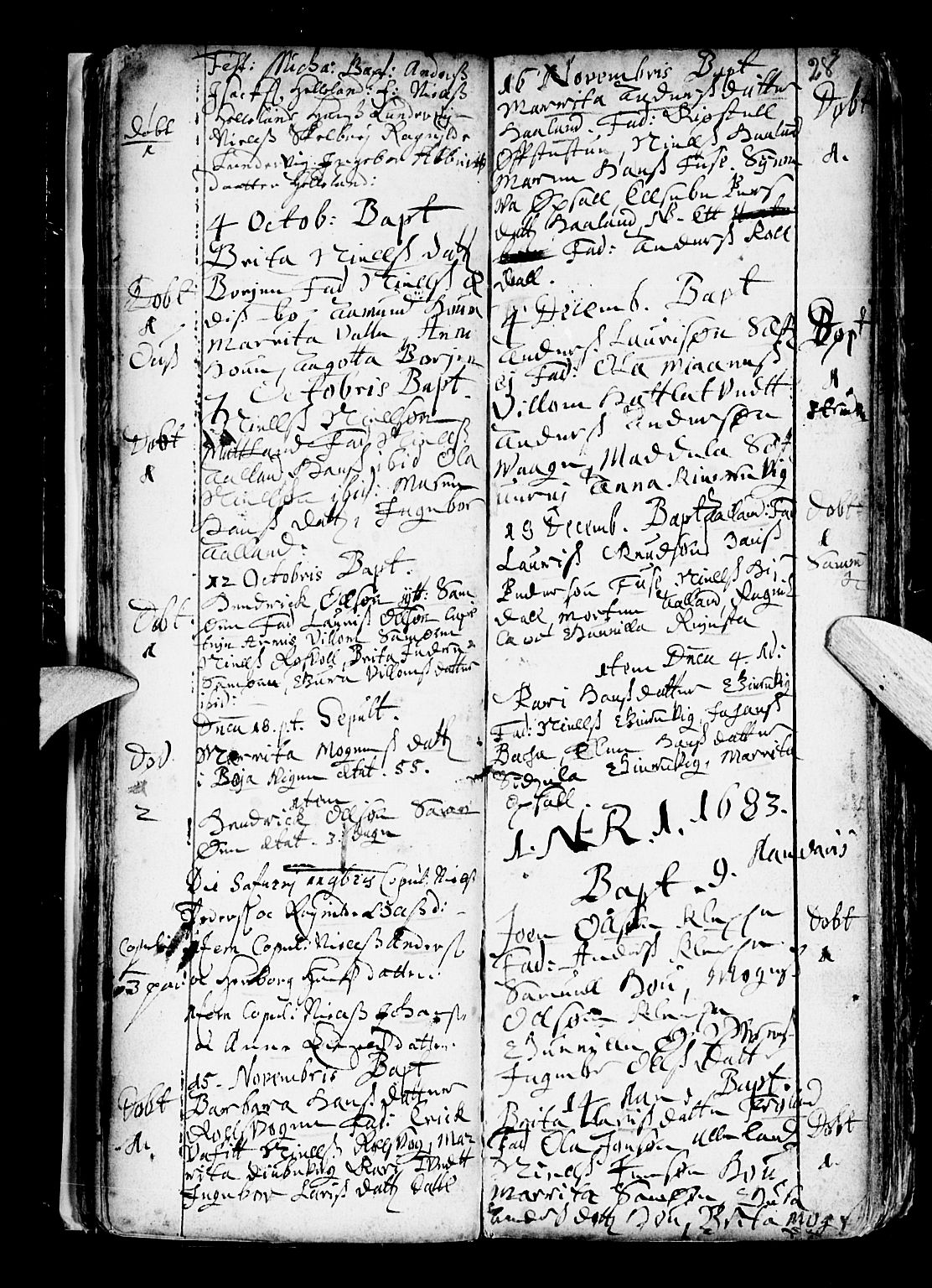 Os sokneprestembete, AV/SAB-A-99929: Parish register (official) no. A 6, 1669-1719, p. 28