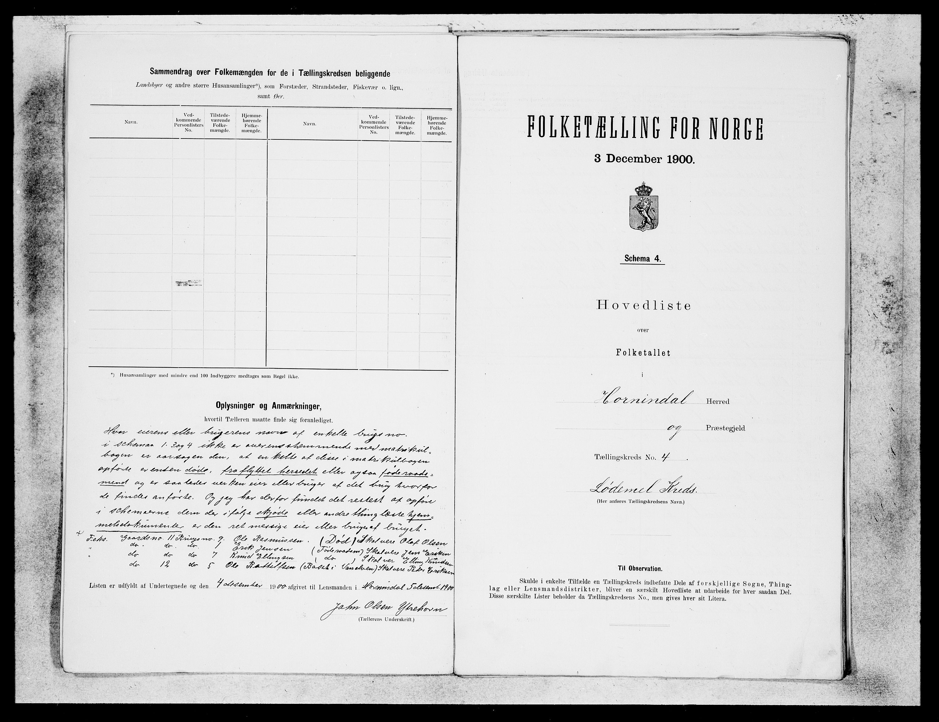 SAB, 1900 census for Hornindal, 1900, p. 7