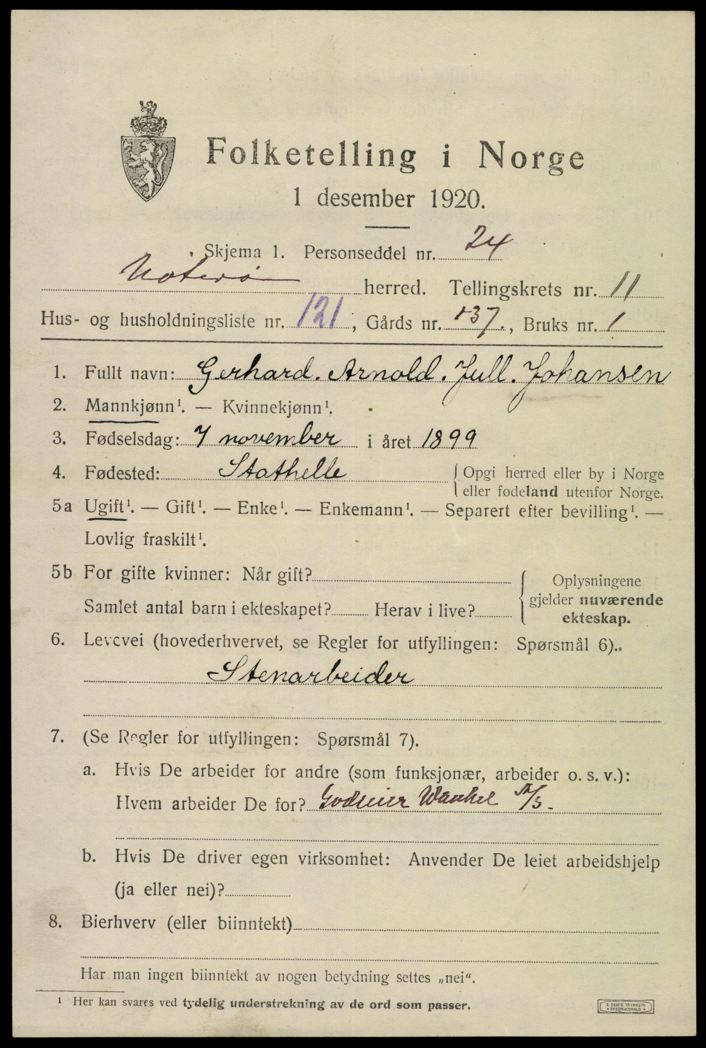 SAKO, 1920 census for Nøtterøy, 1920, p. 14713