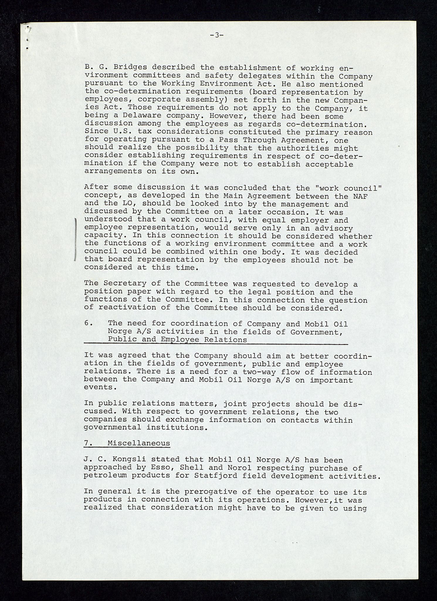 Pa 1578 - Mobil Exploration Norway Incorporated, AV/SAST-A-102024/4/D/Da/L0168: Sak og korrespondanse og styremøter, 1973-1986, p. 6