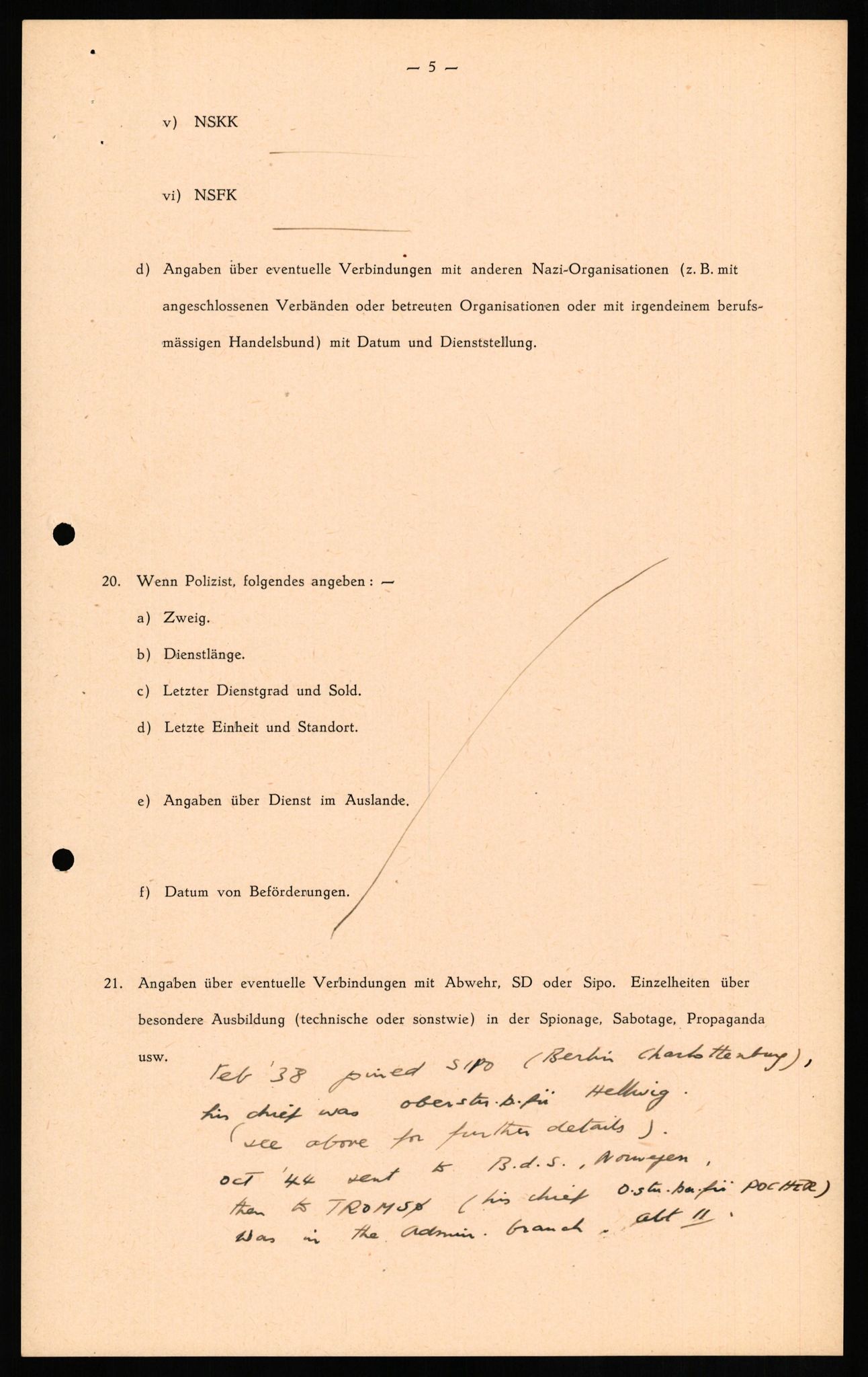 Forsvaret, Forsvarets overkommando II, AV/RA-RAFA-3915/D/Db/L0020: CI Questionaires. Tyske okkupasjonsstyrker i Norge. Tyskere., 1945-1946, p. 223