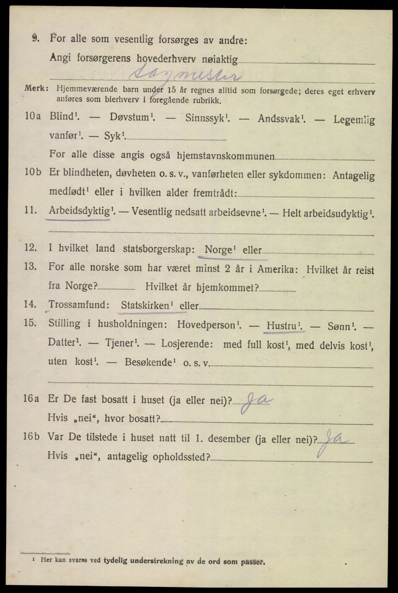 SAK, 1920 census for Fjære, 1920, p. 3724