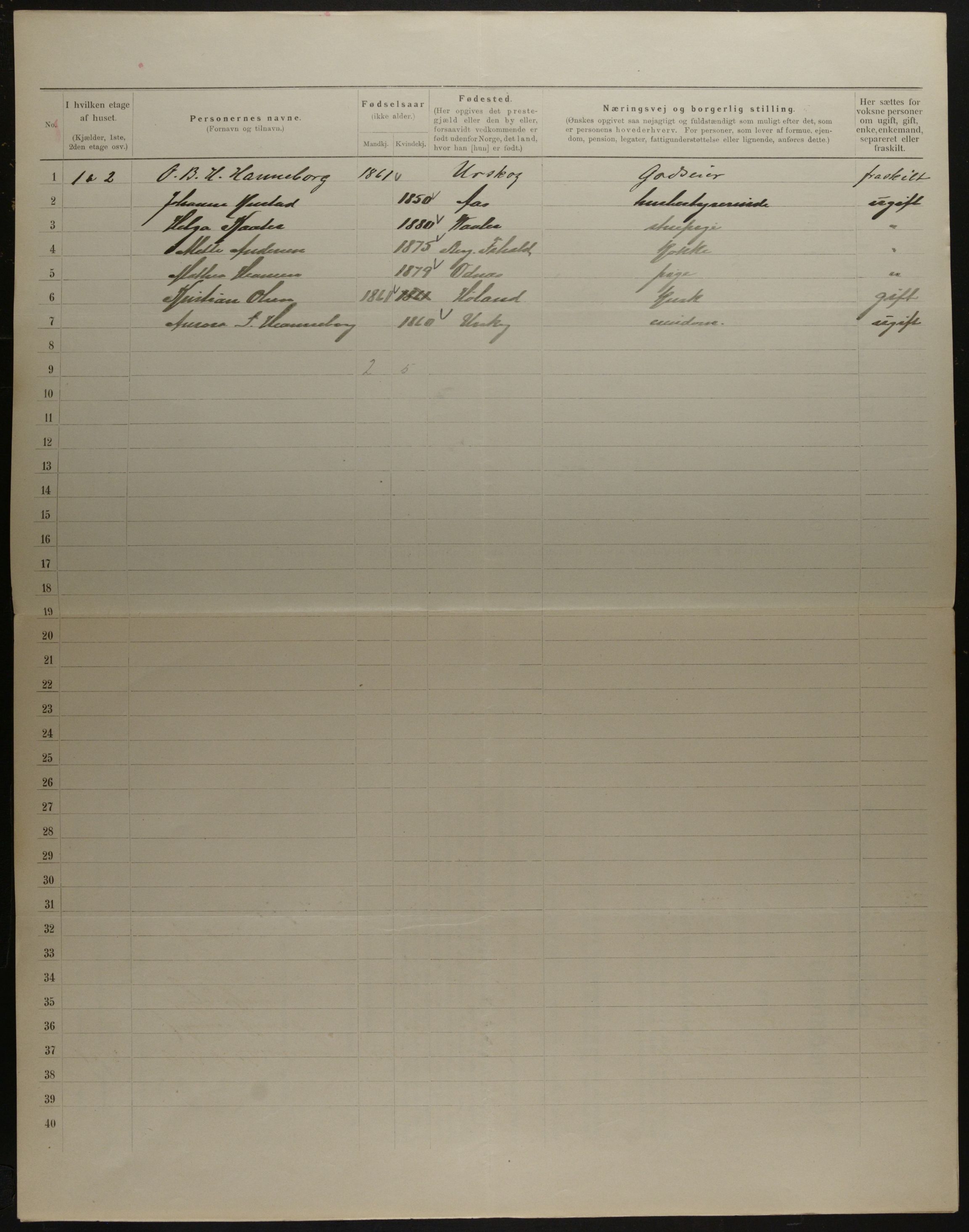 OBA, Municipal Census 1901 for Kristiania, 1901, p. 18509