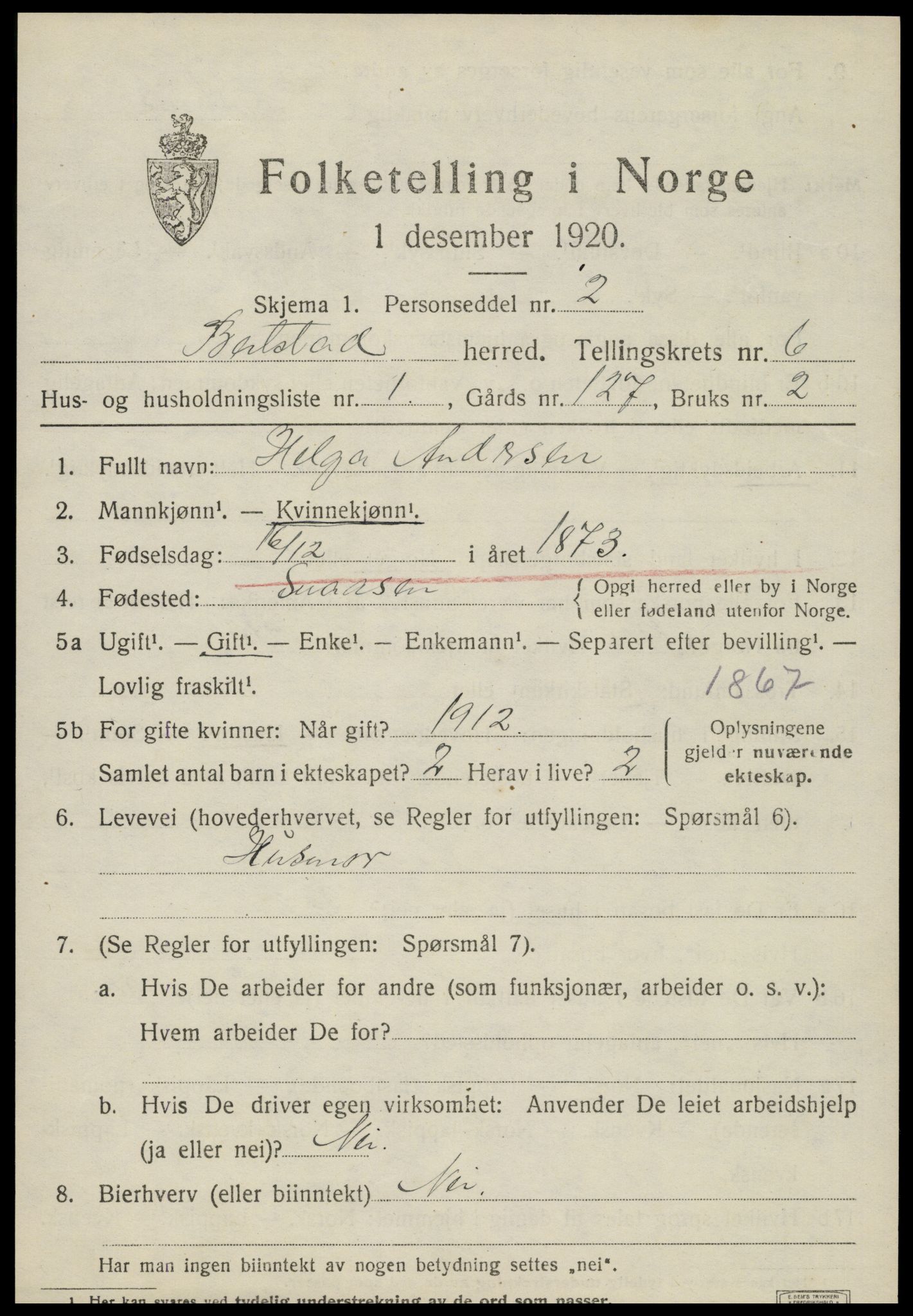 SAT, 1920 census for Beitstad, 1920, p. 4119