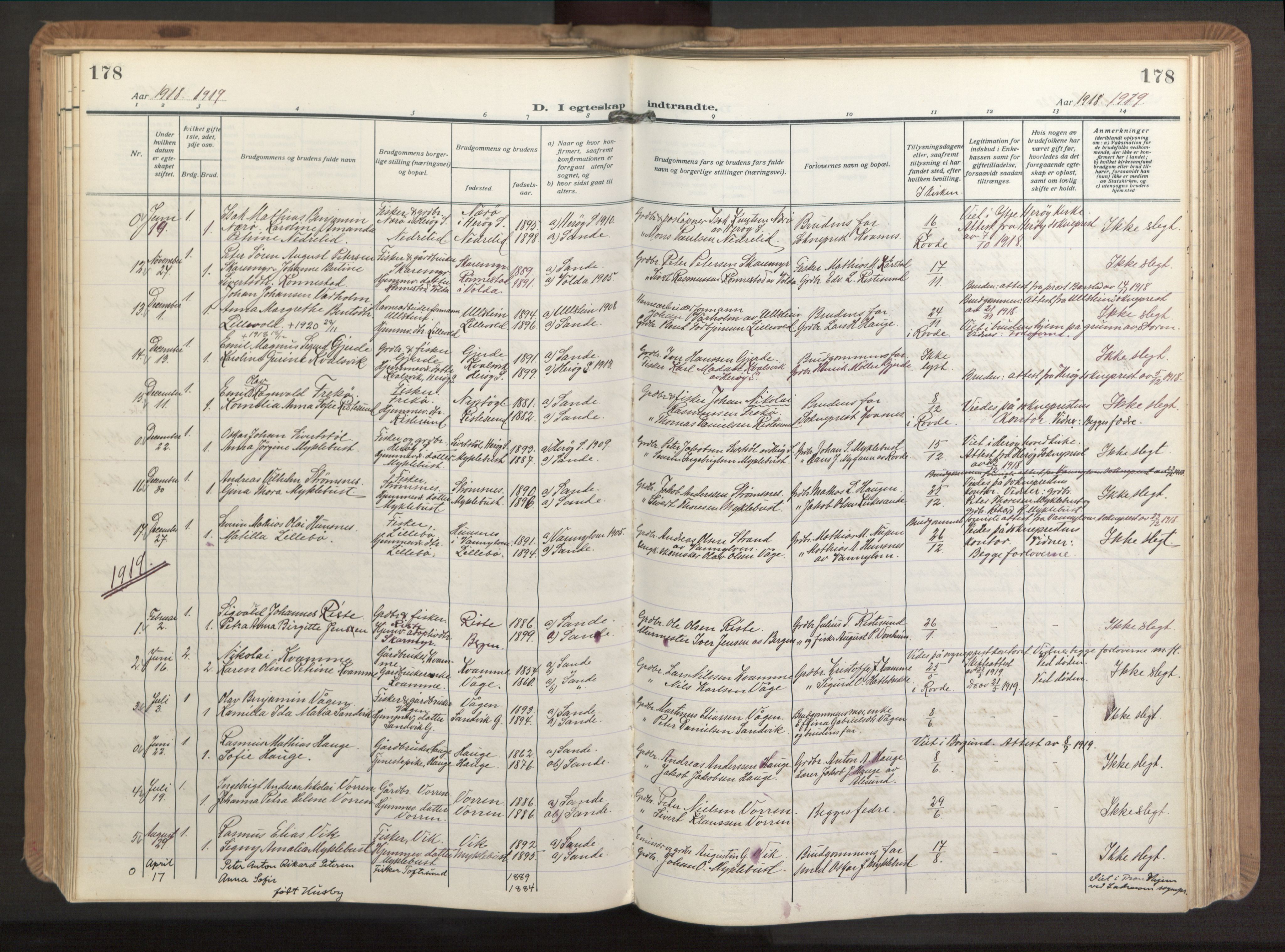 Ministerialprotokoller, klokkerbøker og fødselsregistre - Møre og Romsdal, AV/SAT-A-1454/503/L0044: Parish register (official) no. 503A12, 1918-1931, p. 178