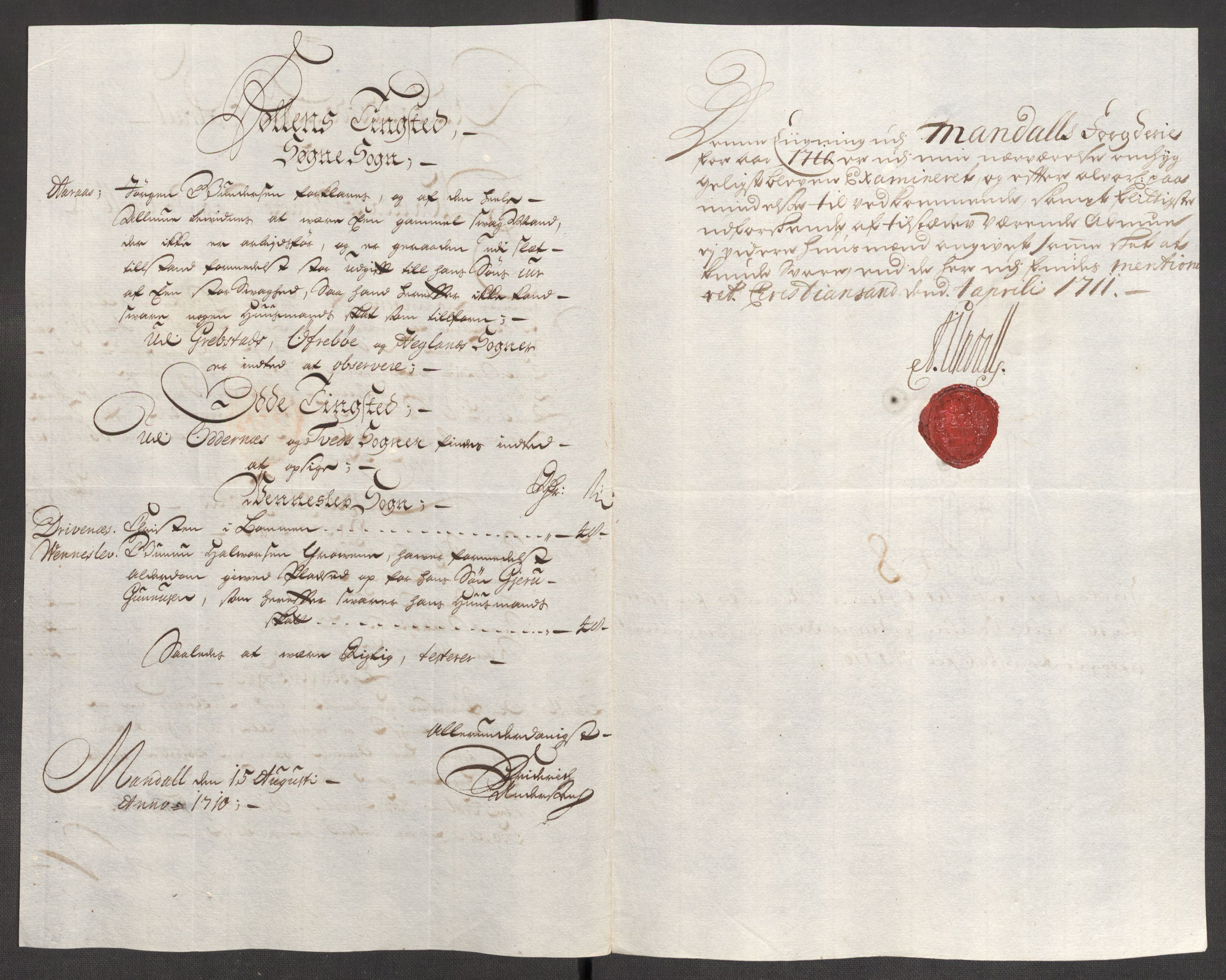 Rentekammeret inntil 1814, Reviderte regnskaper, Fogderegnskap, RA/EA-4092/R43/L2553: Fogderegnskap Lista og Mandal, 1710, p. 45