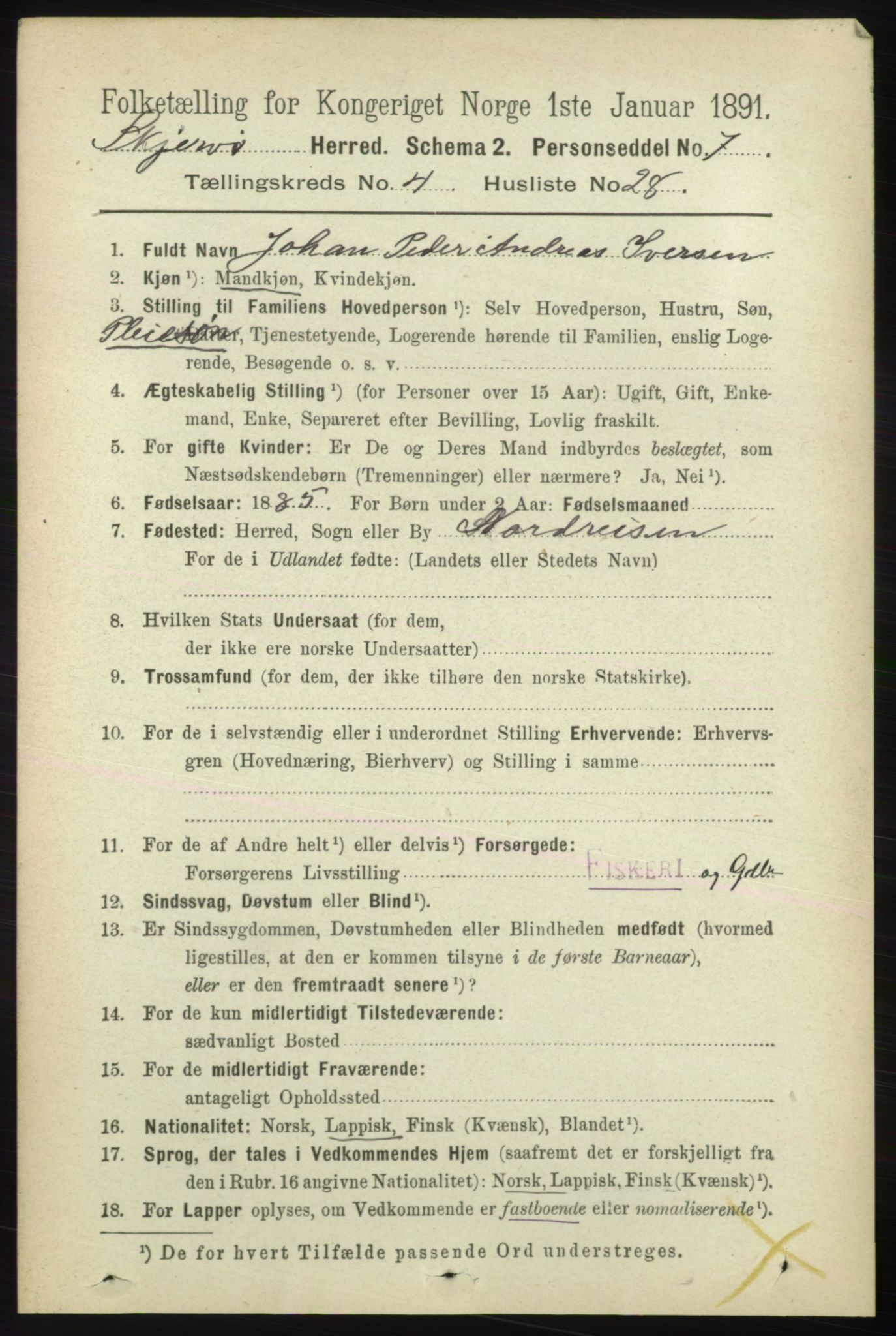 RA, 1891 census for 1941 Skjervøy, 1891, p. 2507