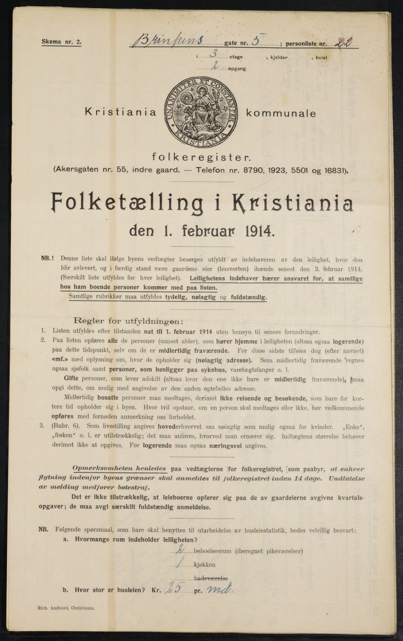OBA, Municipal Census 1914 for Kristiania, 1914, p. 8838