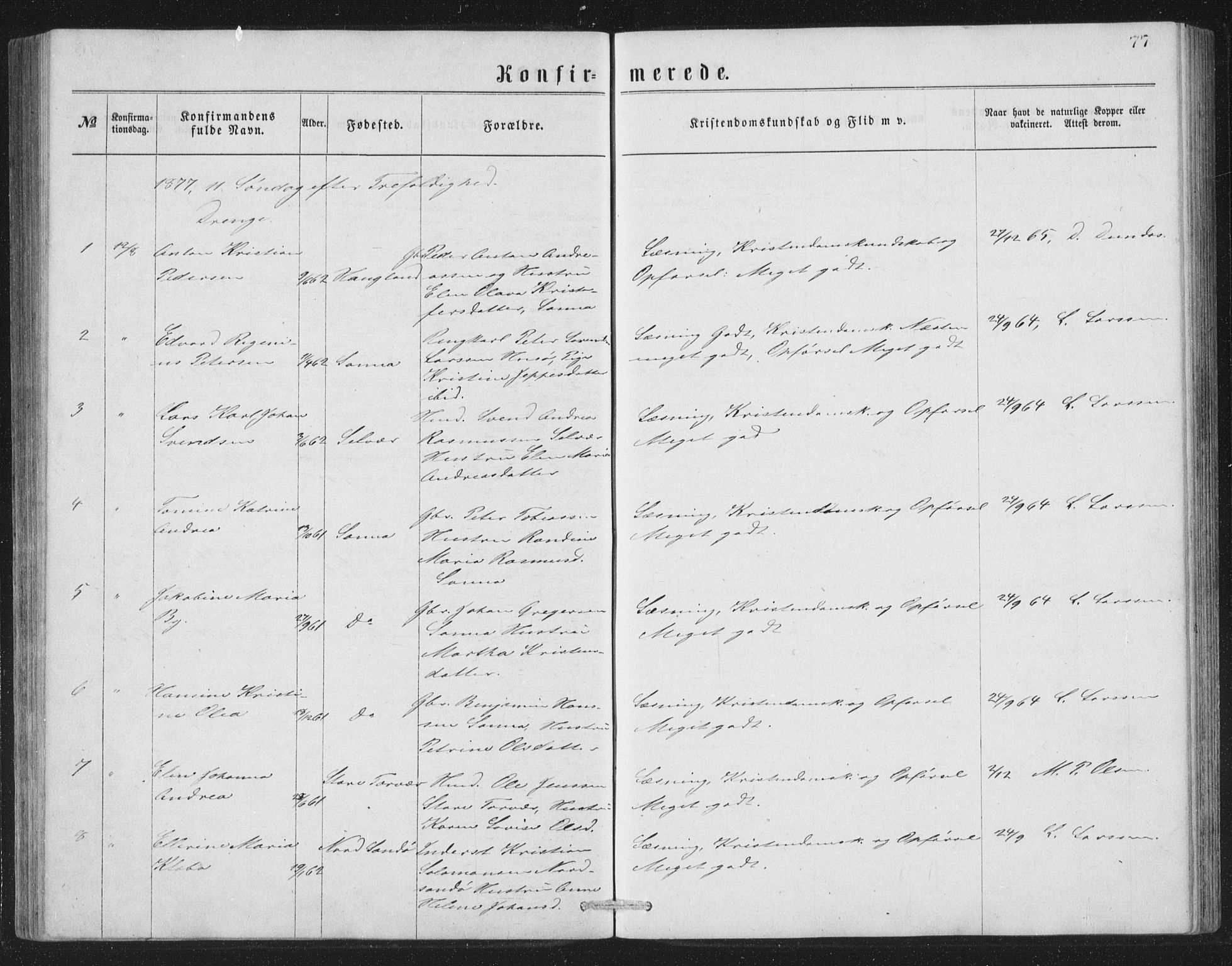 Ministerialprotokoller, klokkerbøker og fødselsregistre - Nordland, AV/SAT-A-1459/840/L0582: Parish register (copy) no. 840C02, 1874-1900, p. 77