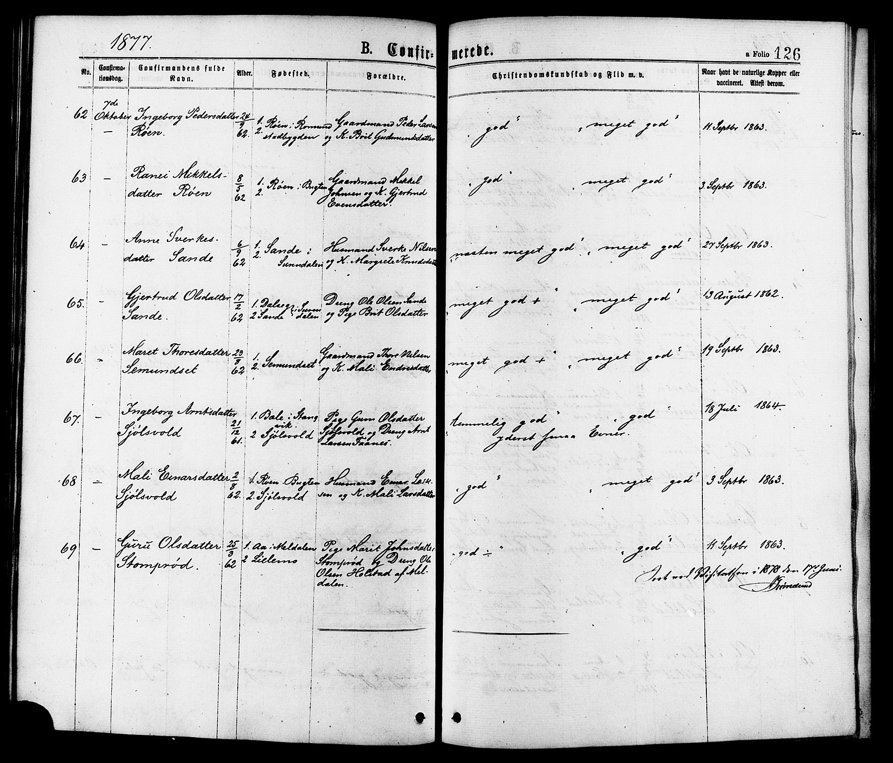 Ministerialprotokoller, klokkerbøker og fødselsregistre - Møre og Romsdal, SAT/A-1454/598/L1068: Parish register (official) no. 598A02, 1872-1881, p. 126