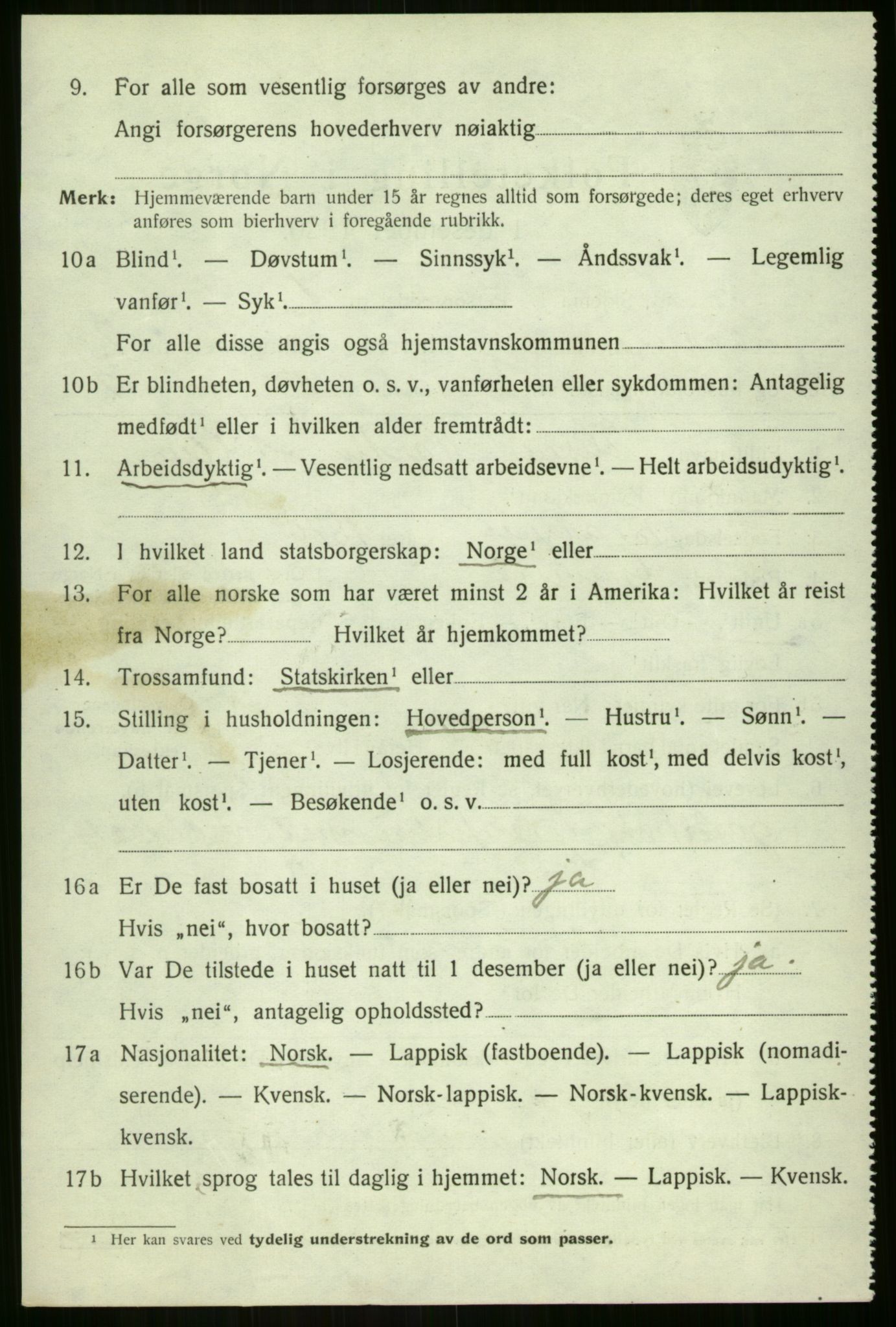 SATØ, 1920 census for Lavangen, 1920, p. 964