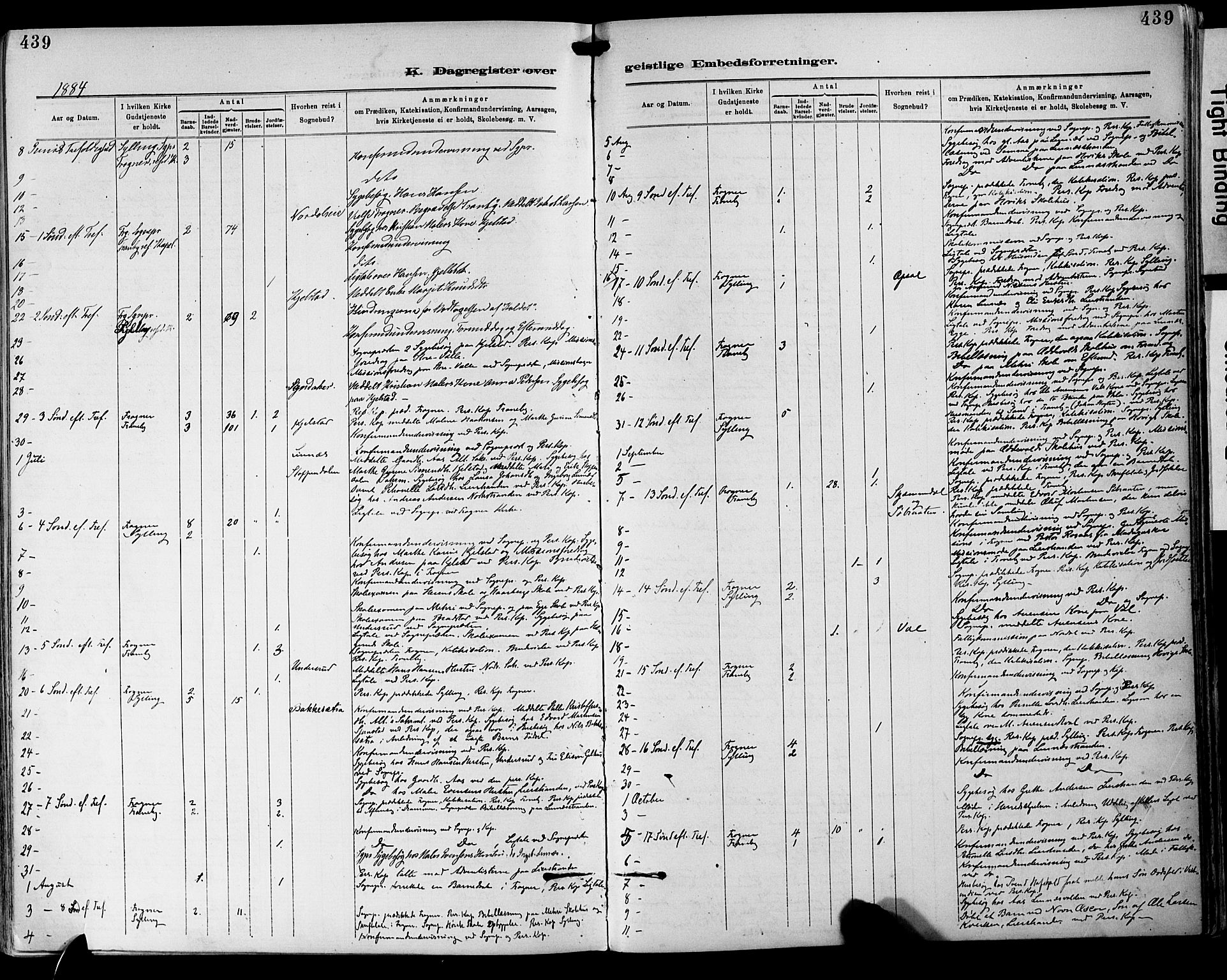 Lier kirkebøker, AV/SAKO-A-230/F/Fa/L0015: Parish register (official) no. I 15, 1883-1894, p. 439