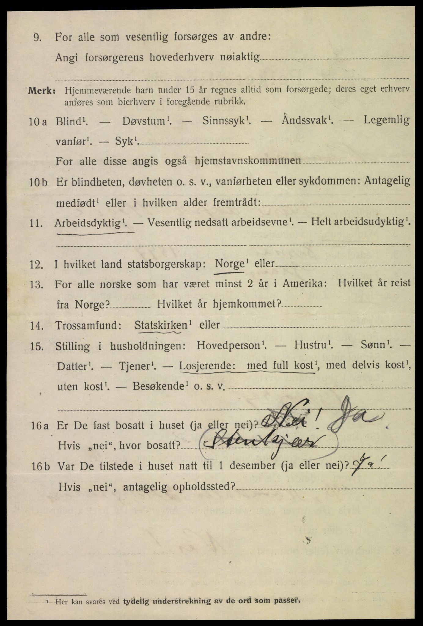 SAT, 1920 census for Namsos, 1920, p. 4834
