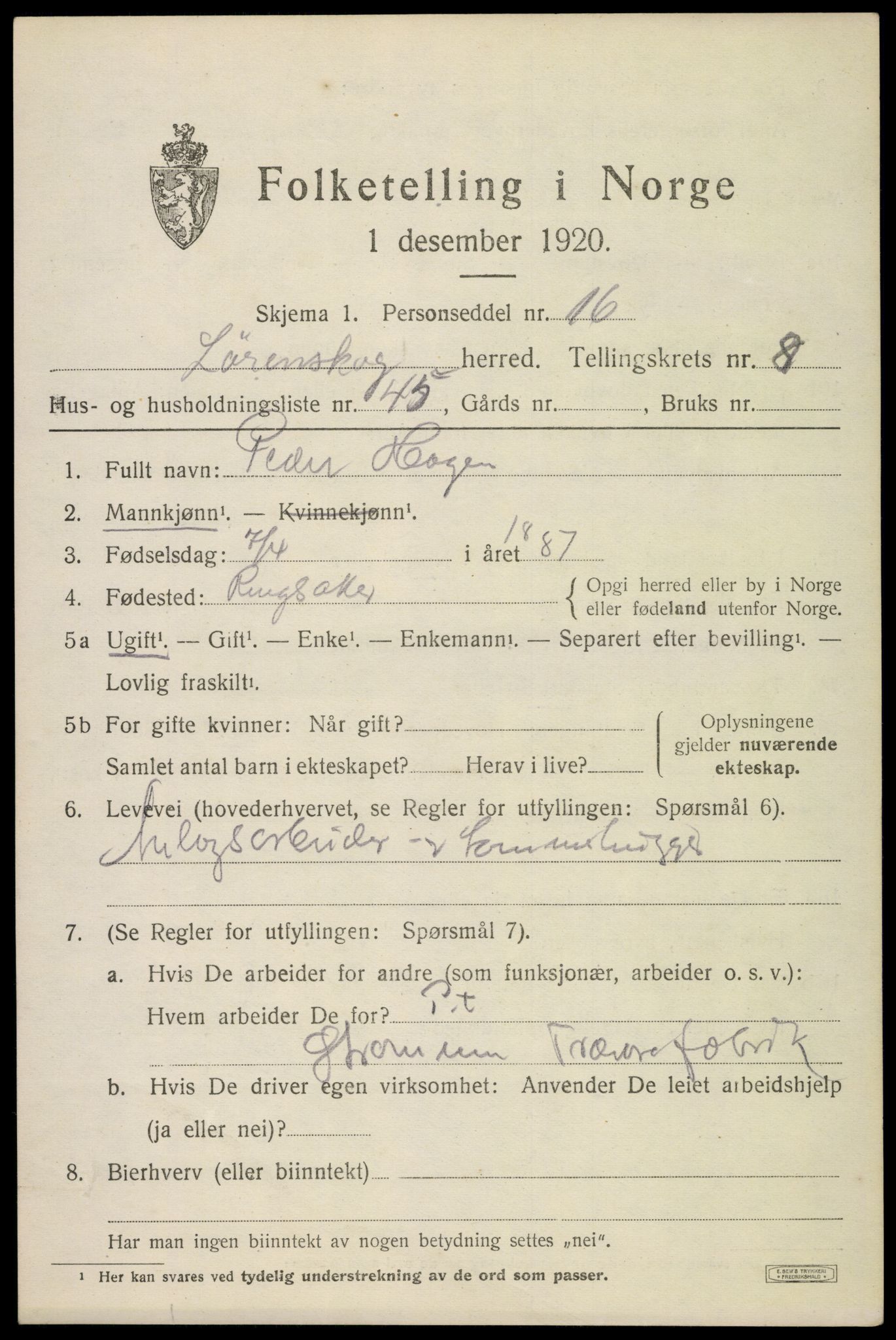 SAO, 1920 census for Lørenskog, 1920, p. 6754