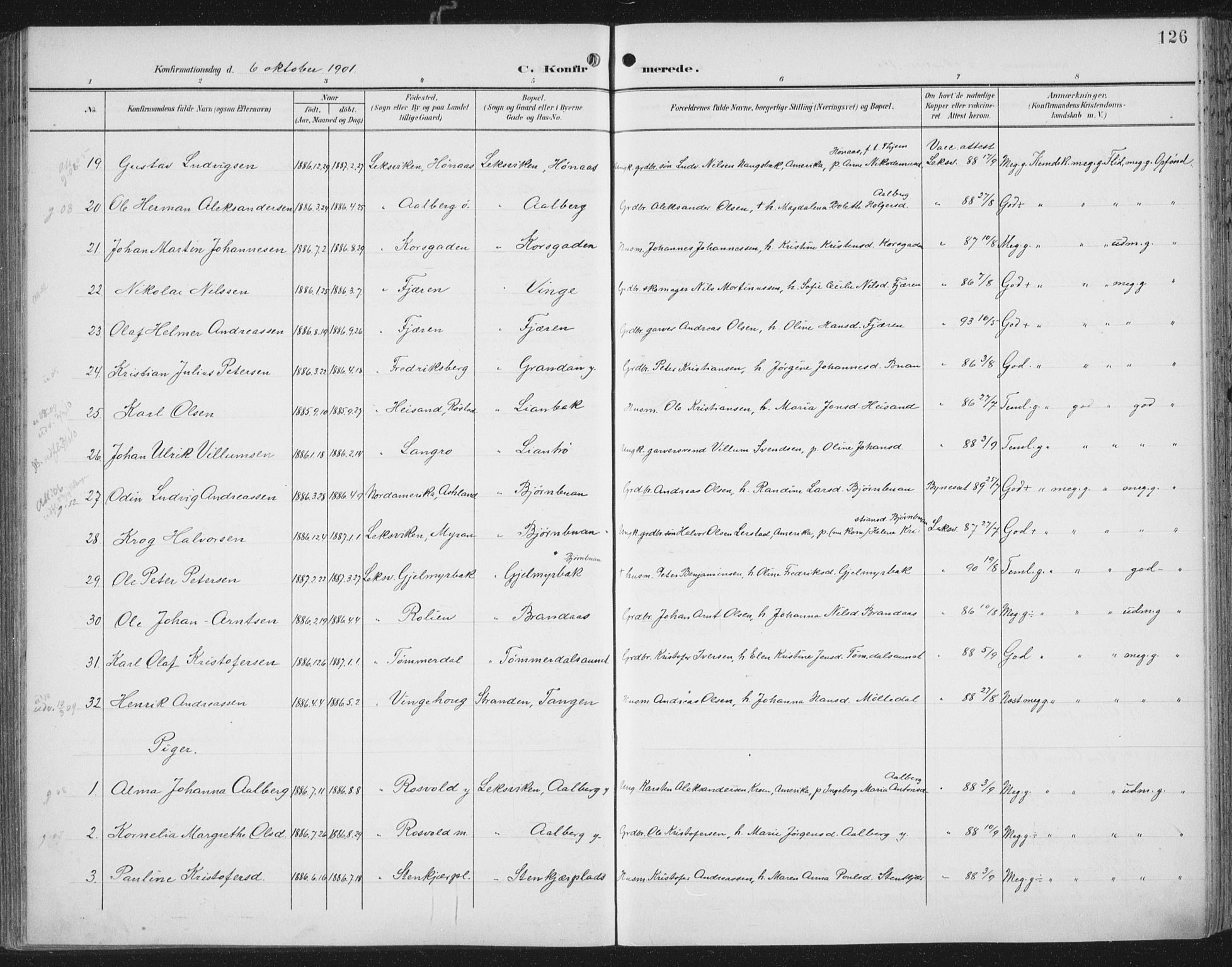 Ministerialprotokoller, klokkerbøker og fødselsregistre - Nord-Trøndelag, AV/SAT-A-1458/701/L0011: Parish register (official) no. 701A11, 1899-1915, p. 126