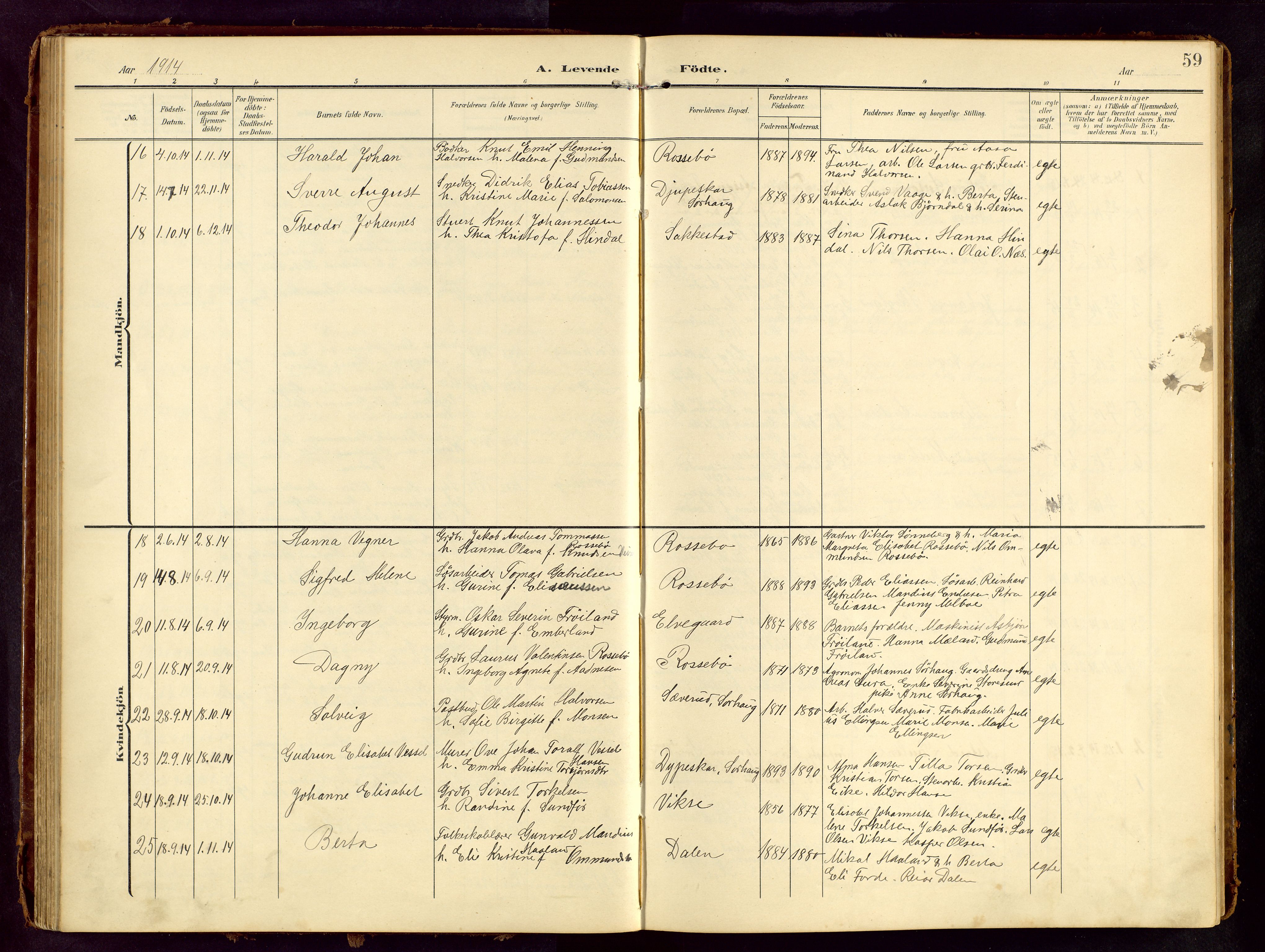 Haugesund sokneprestkontor, SAST/A -101863/H/Ha/Hab/L0006: Parish register (copy) no. B 6, 1906-1944, p. 59
